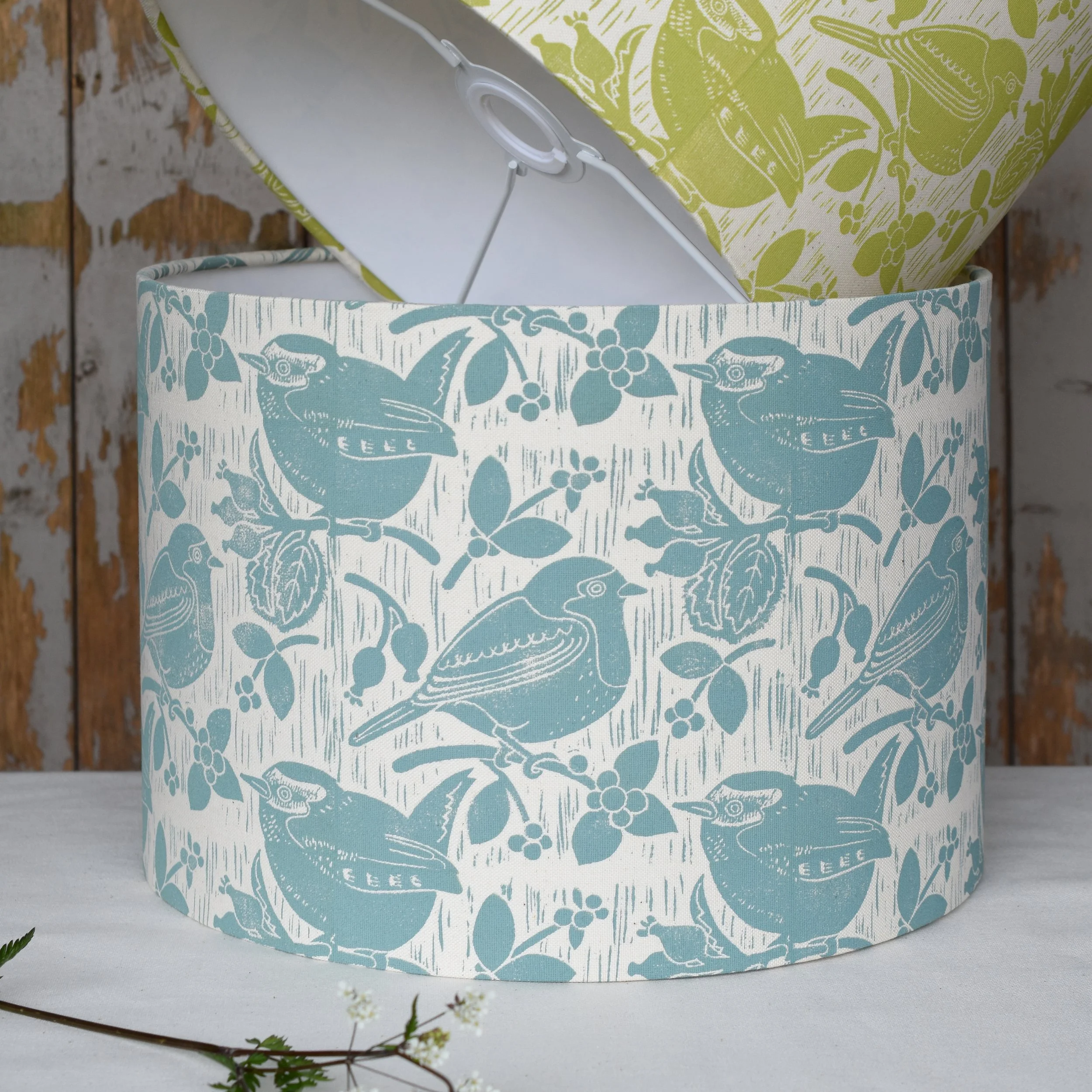 Robin + Wren - Block Printed Lampshade