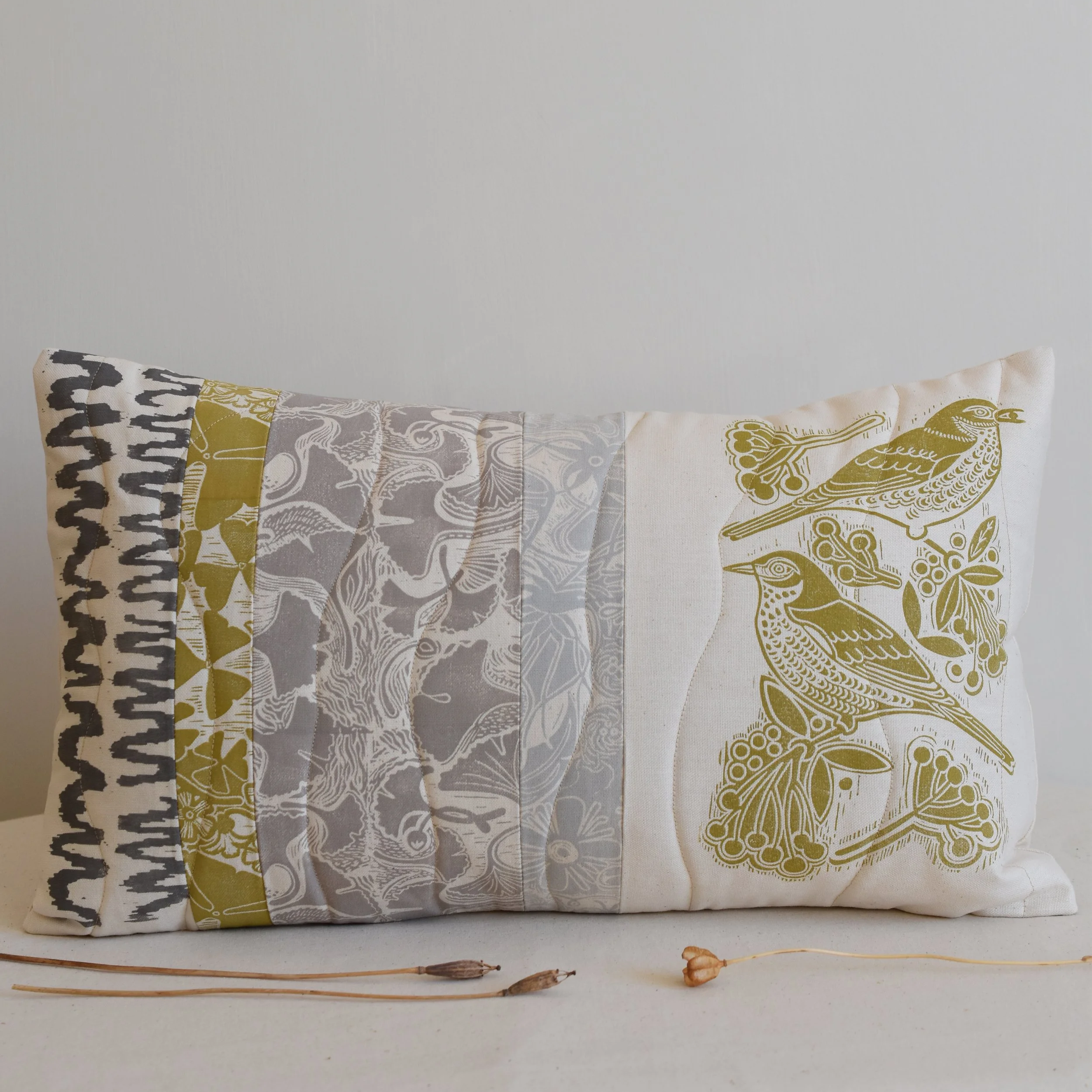 quilted + patchwork cushion