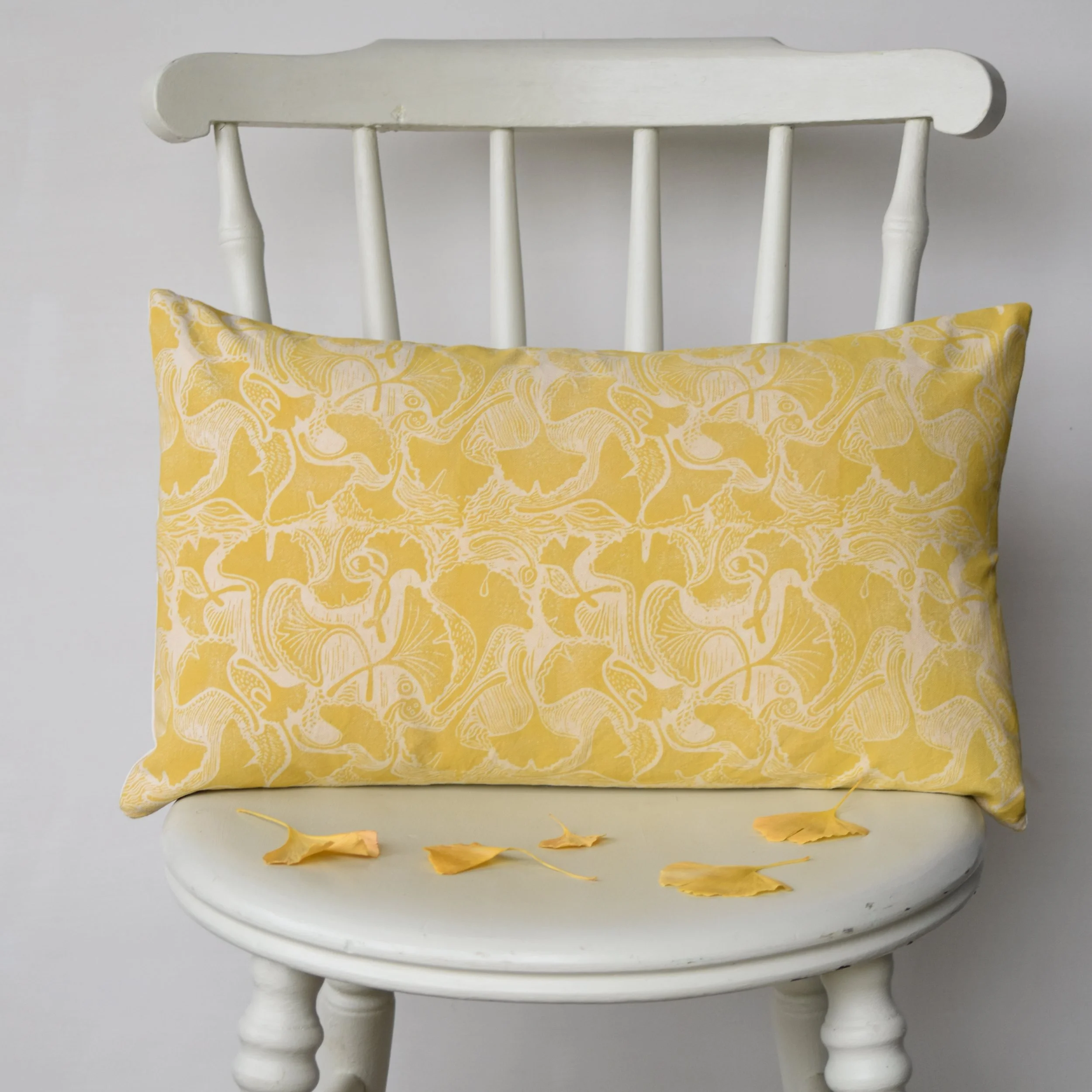 ginkgo - plant dyed cushion
