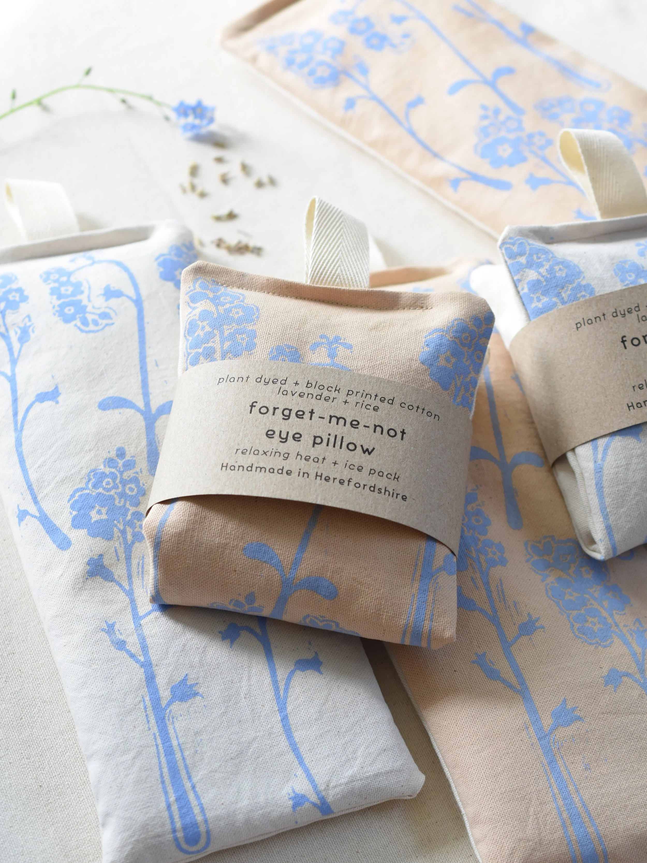 forget-me-not  -  plant dyed cotton eye pillows