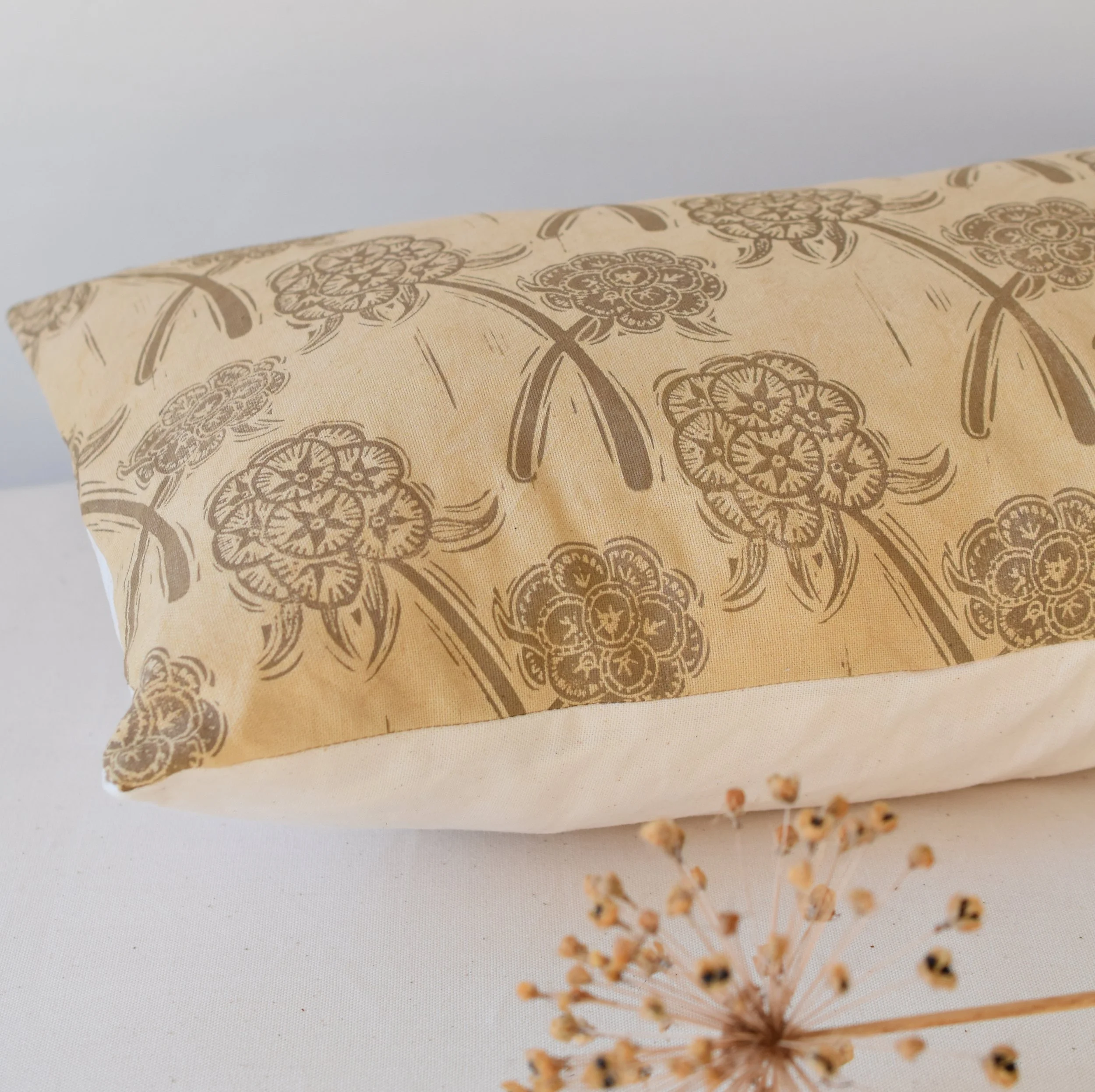 Scabiosa - Plant Dyed + Block Printed Cotton Cushion