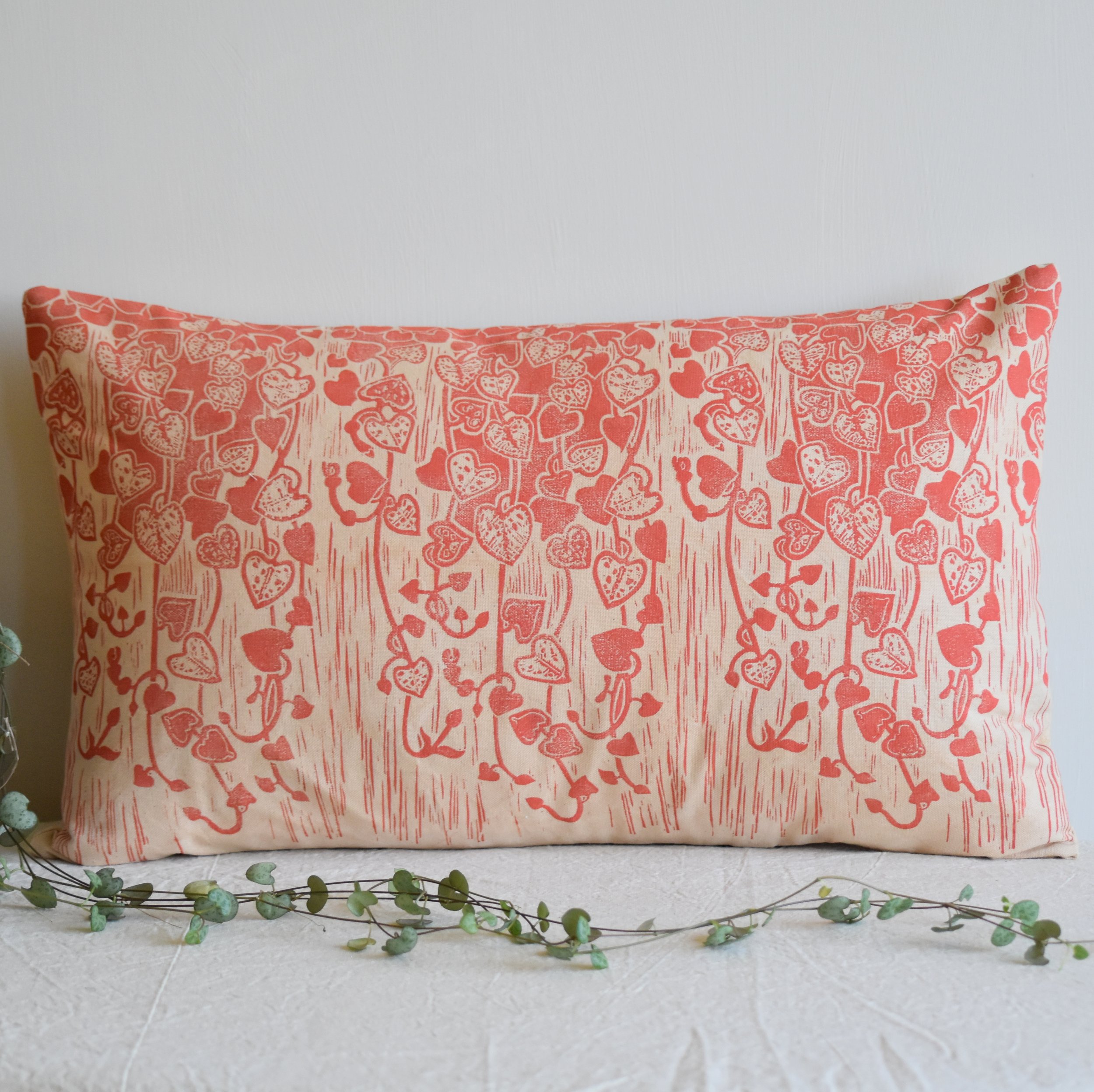 string of hearts - plant dyed cushion