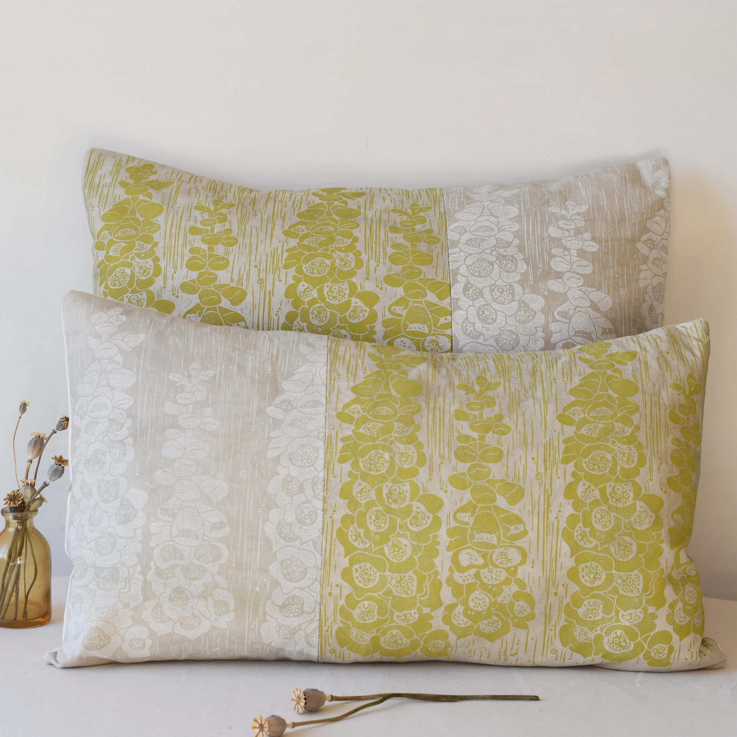 Twinning Foxglove - Plant Dyed + Block Printed Cotton Cushions
