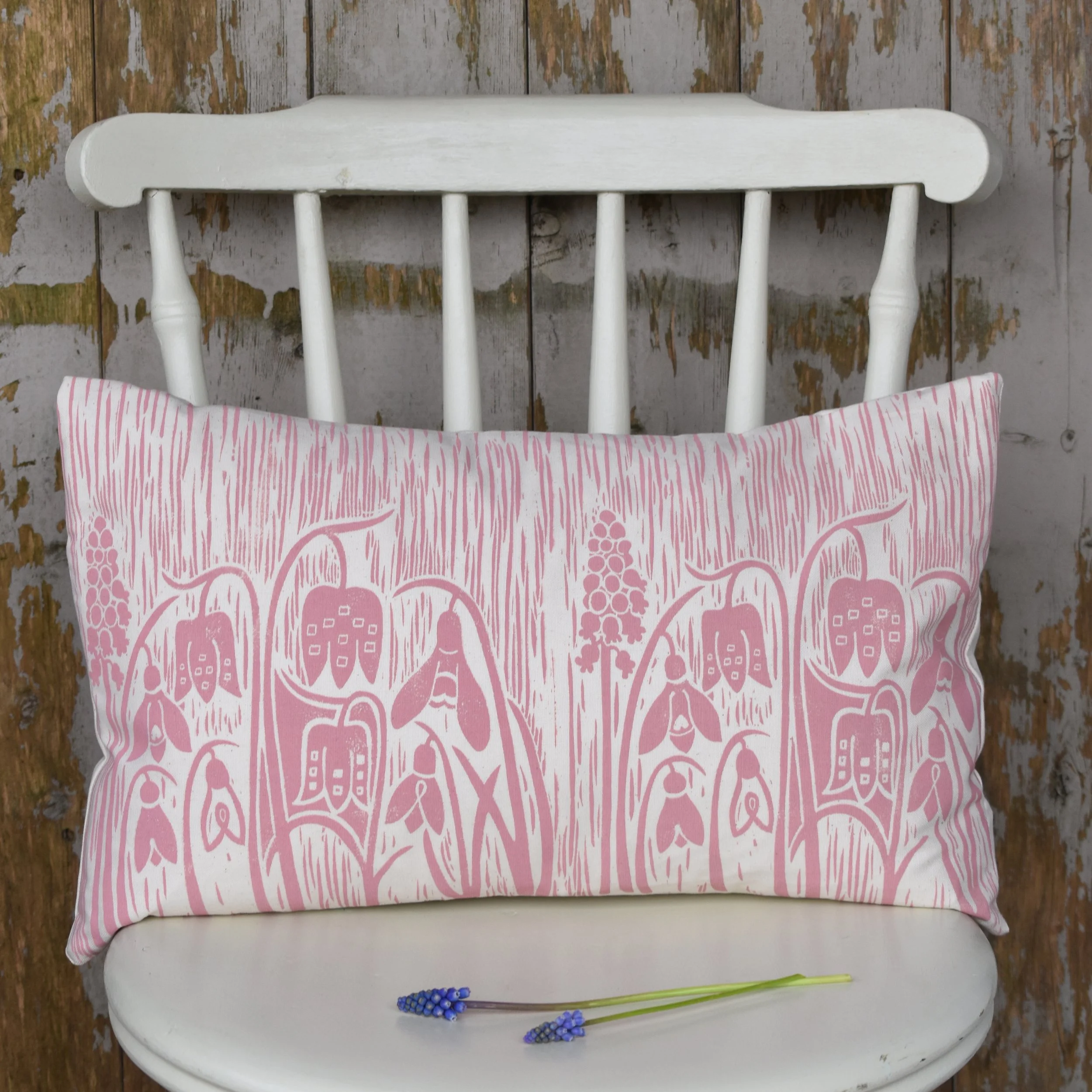 Spring Flowers - Block Printed Cotton Cushion