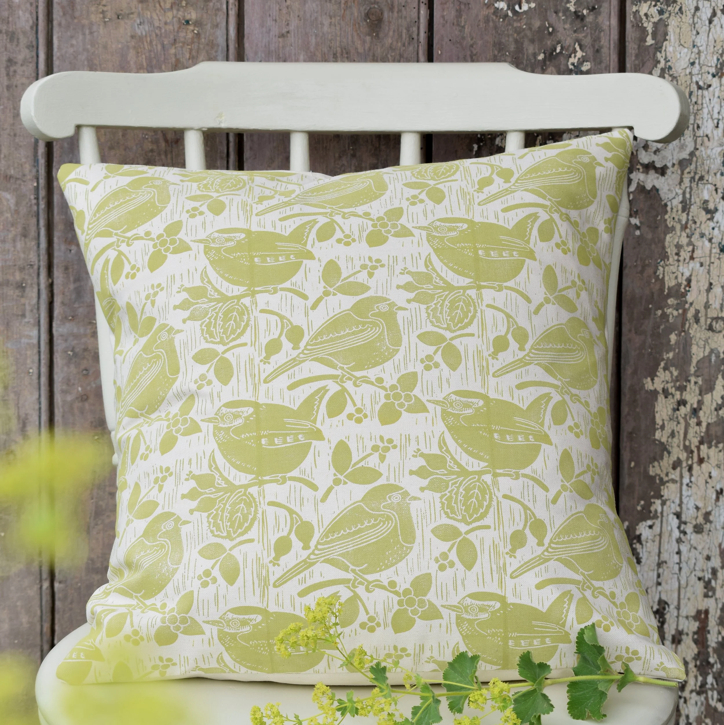 Robin + Wren - Block Printed Cotton Cushion