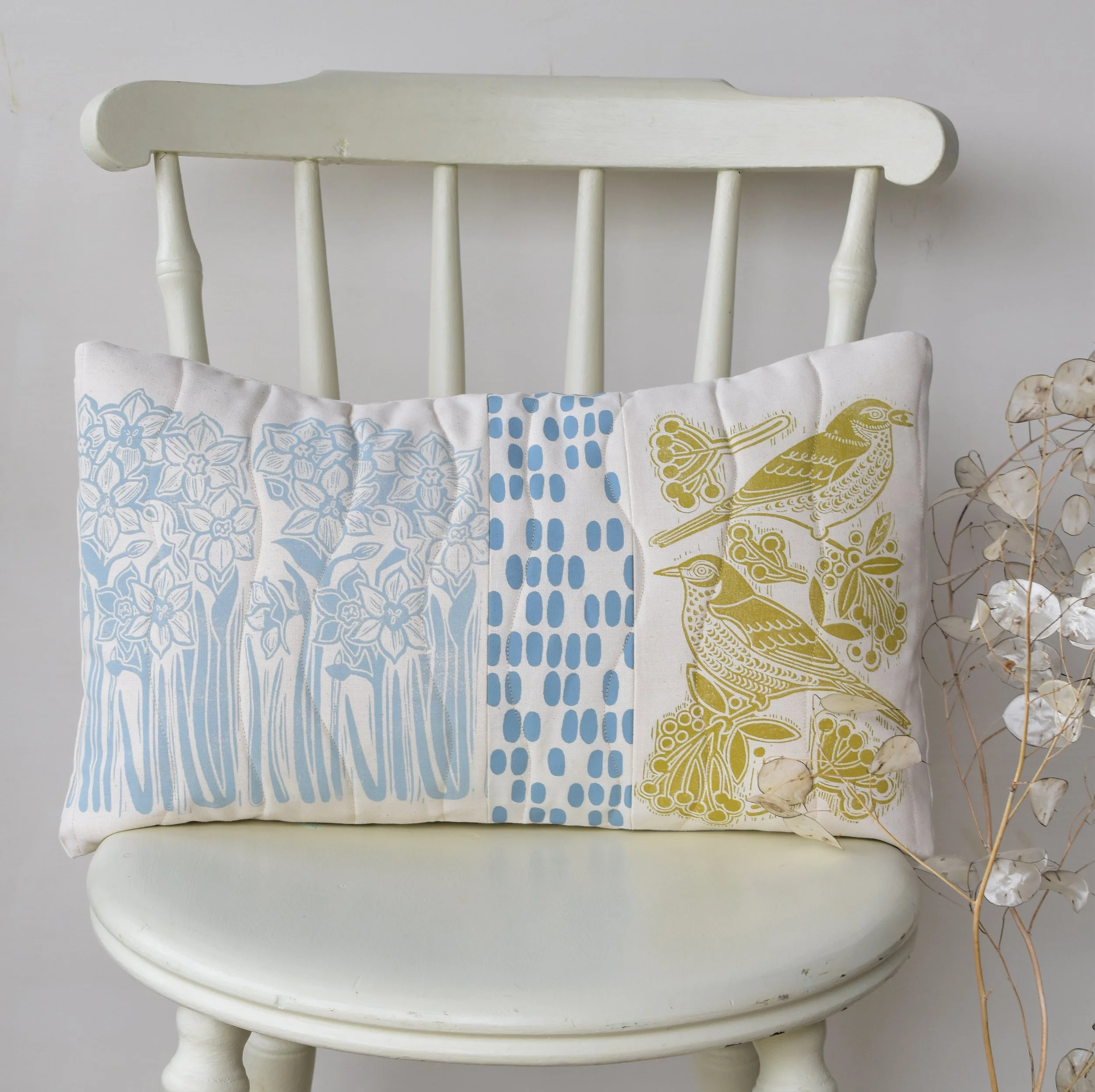 Patchwork Quilted Cotton Cushion OOAK#7