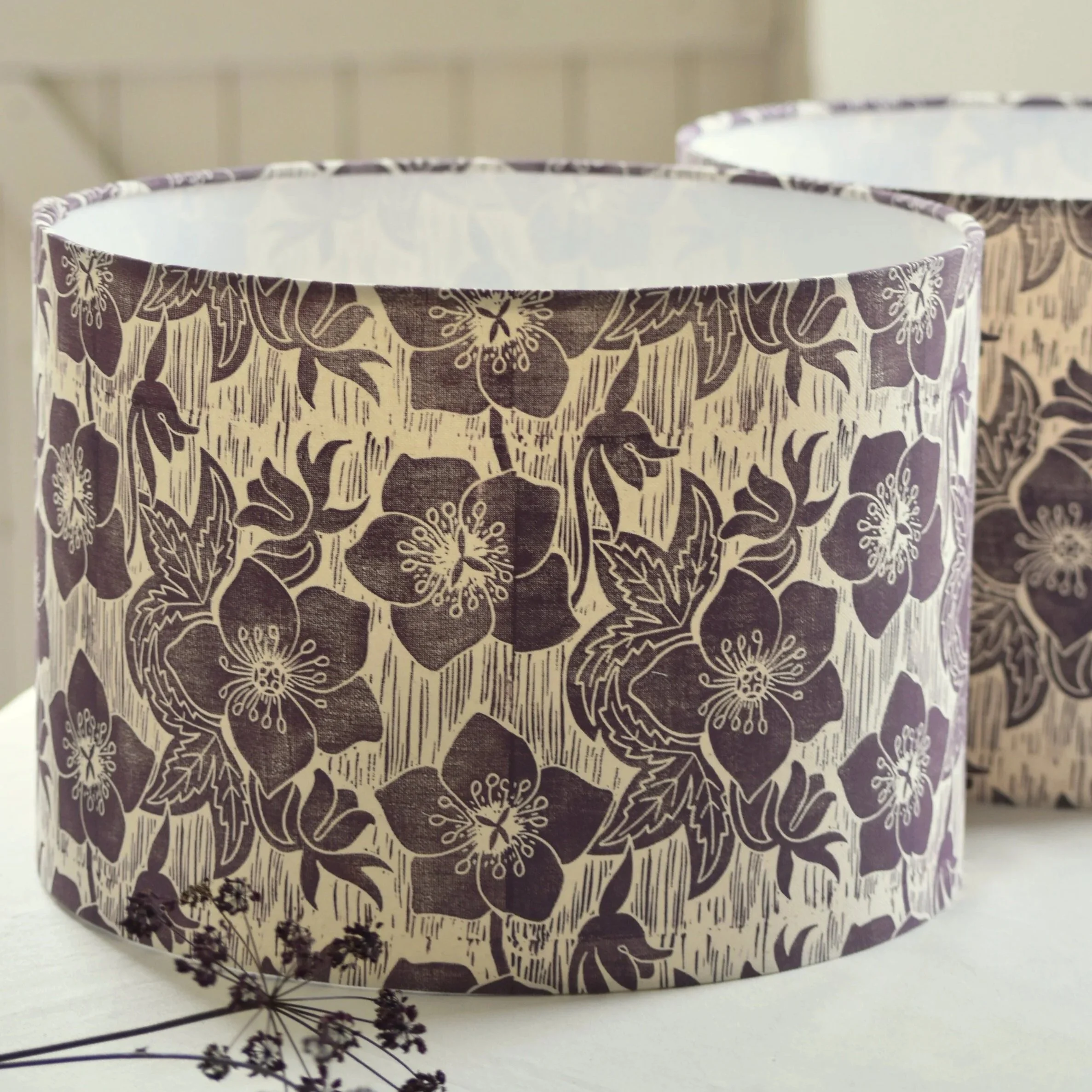 Hellebore - Block Printed Lampshade