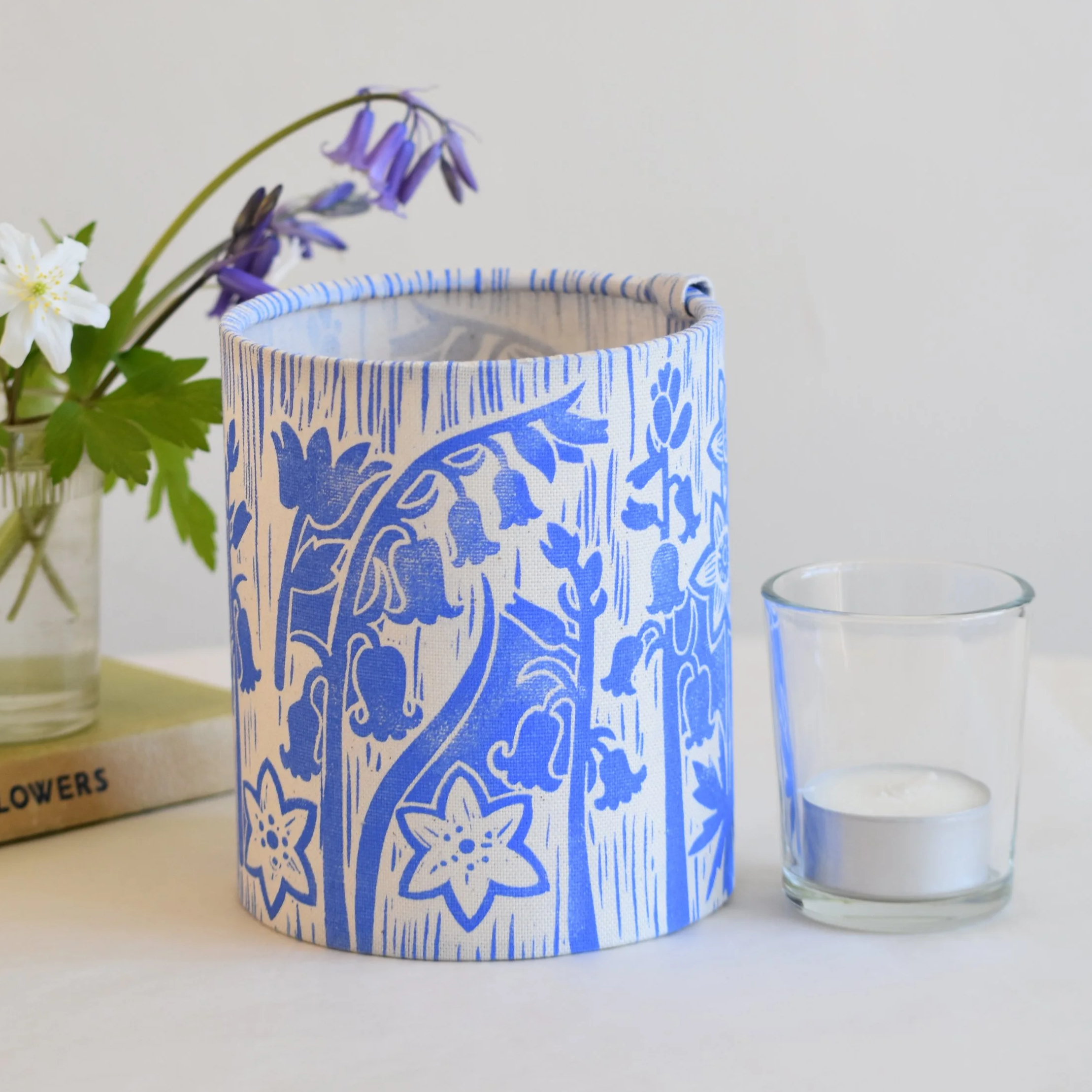 Bluebell - Candle Tea Light Cover Block Printed By Hand
