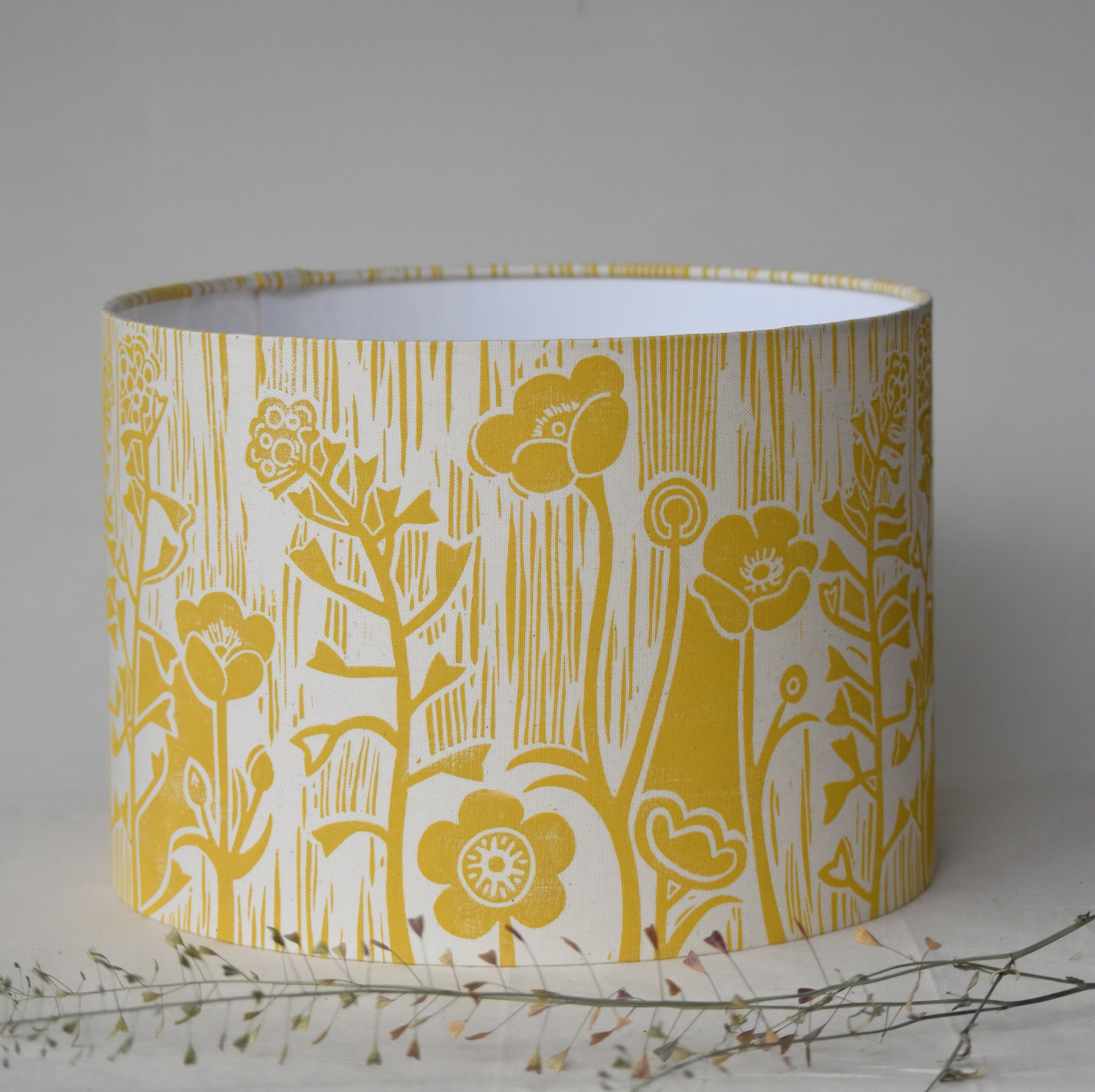 Summer Meadow - Block Printed Lampshade Drum