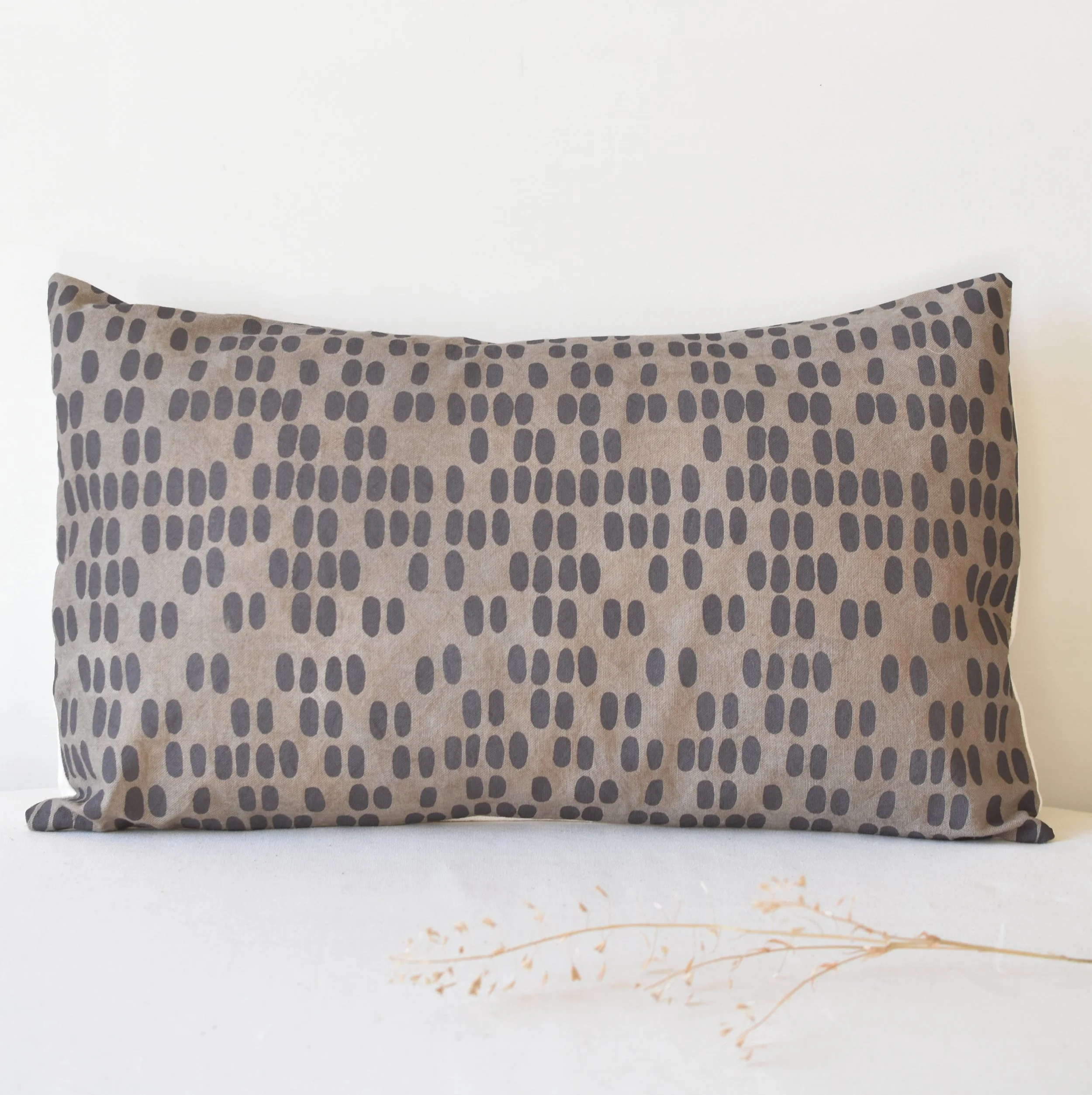 Mimosa - Plant Dyed + Screen Printed Cotton Cushion - Slate