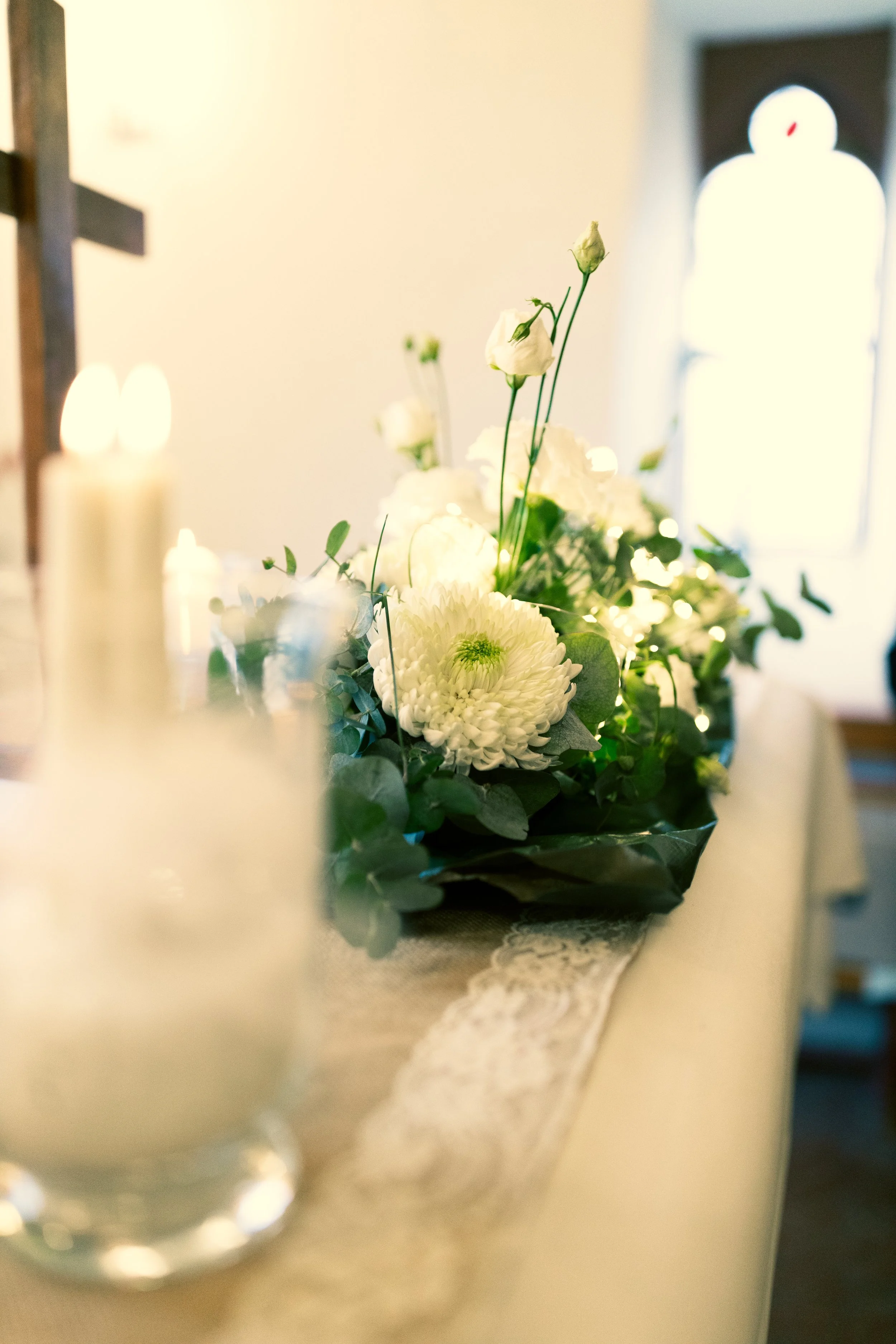 Hochzeitsdekoration Kirche Detailaufnahme Hochzeitsfotografie