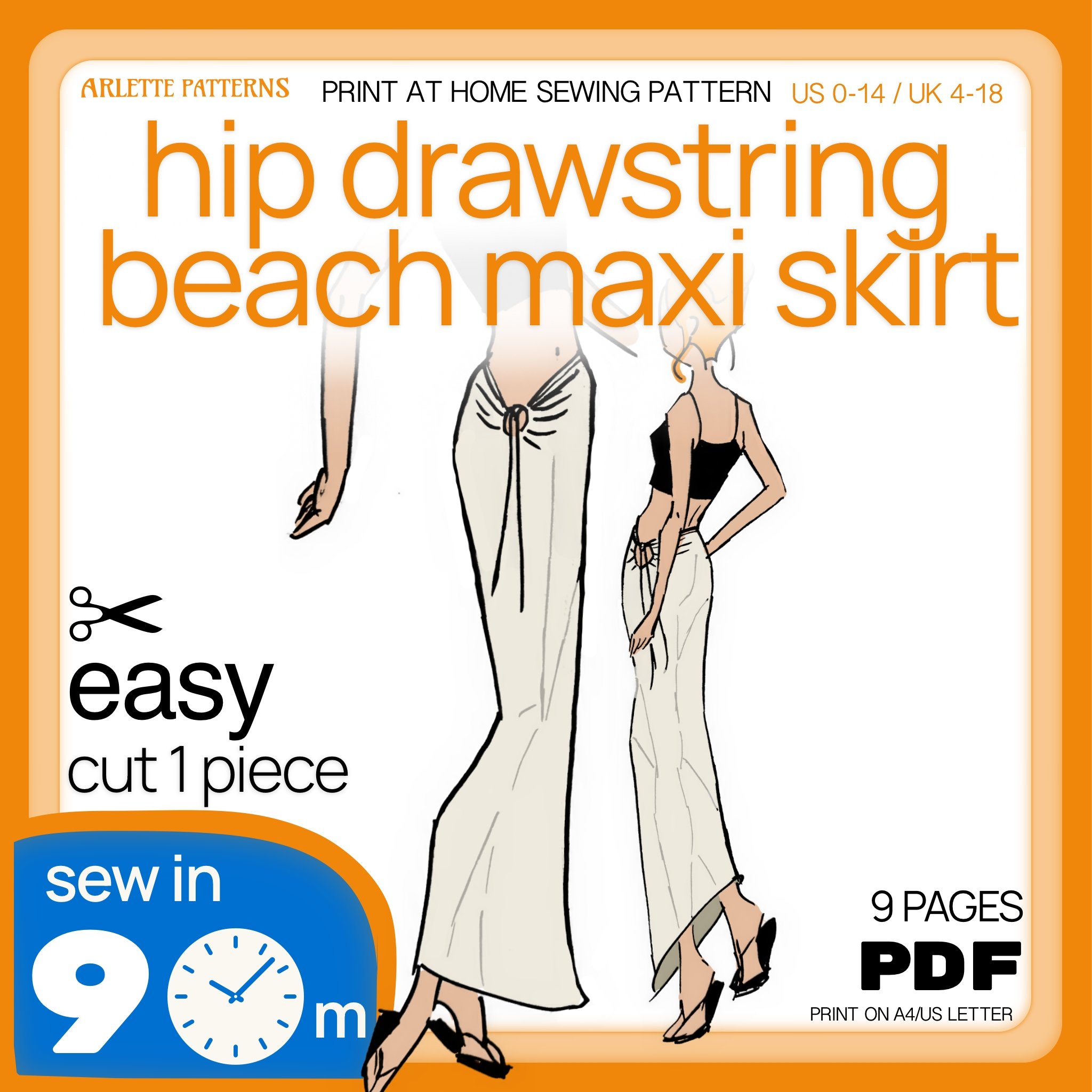 Hip Drawstring Maxi Skirt