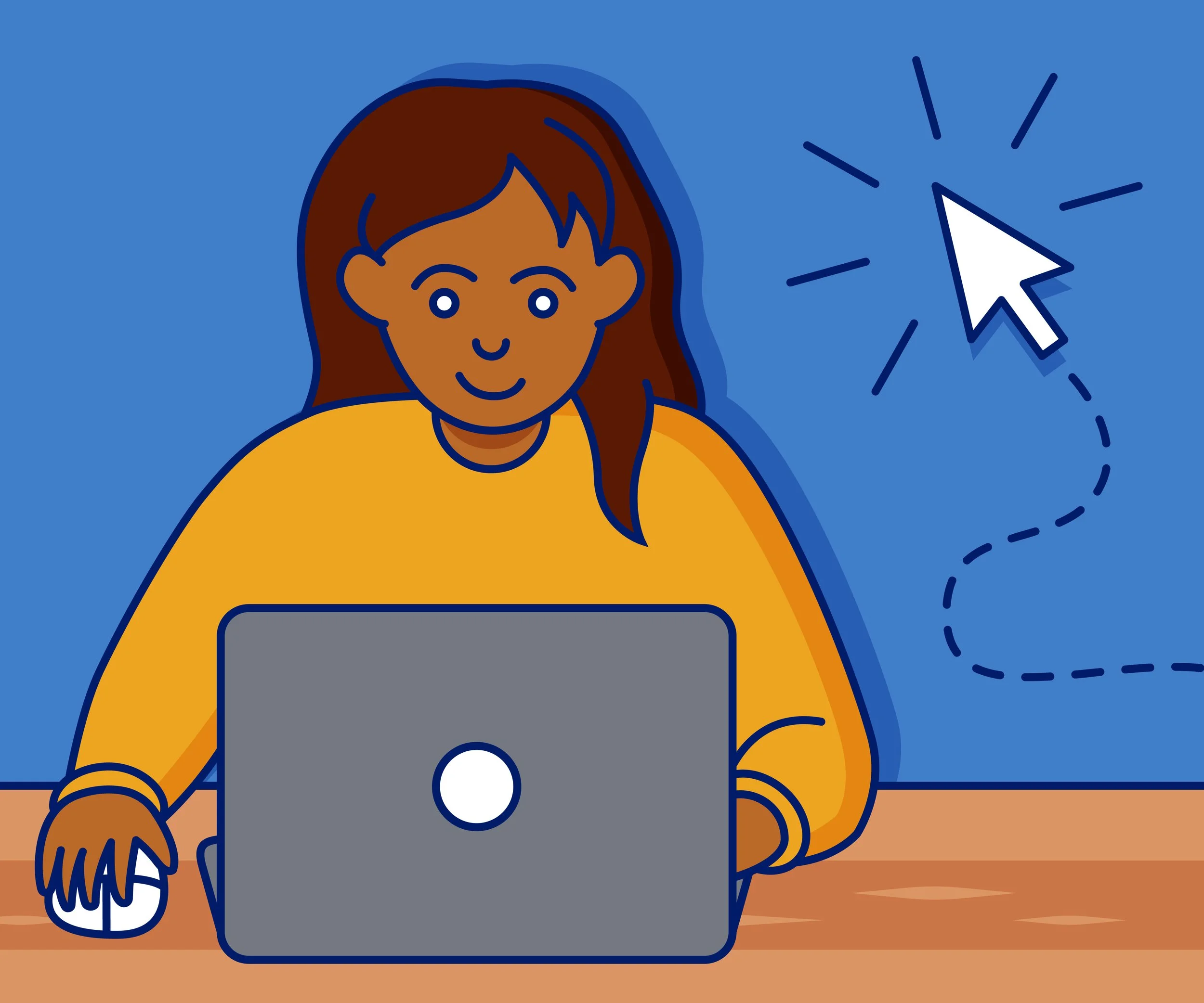 A person using a laptop.