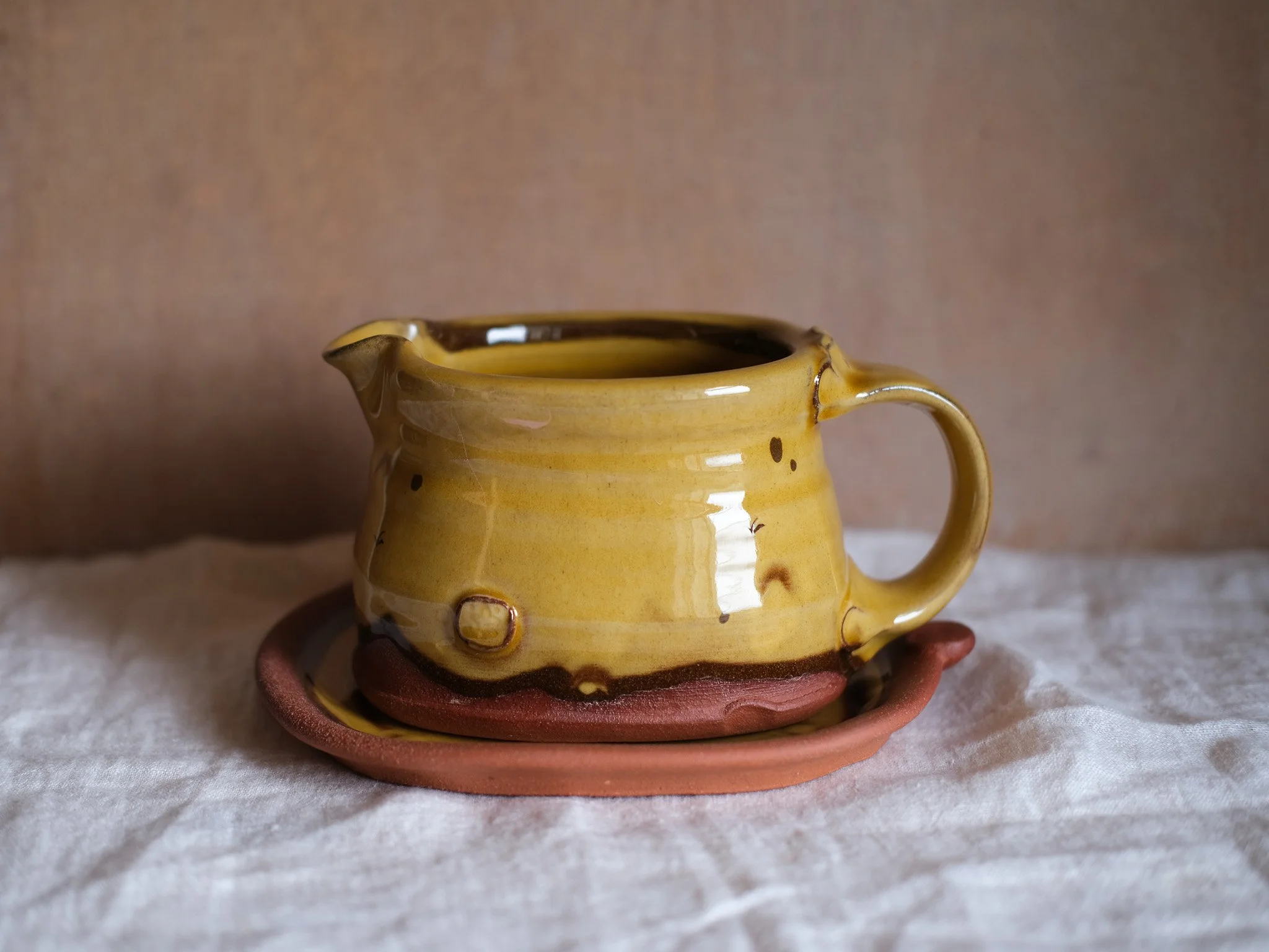 Light Honey Gravy Jug and Saucer