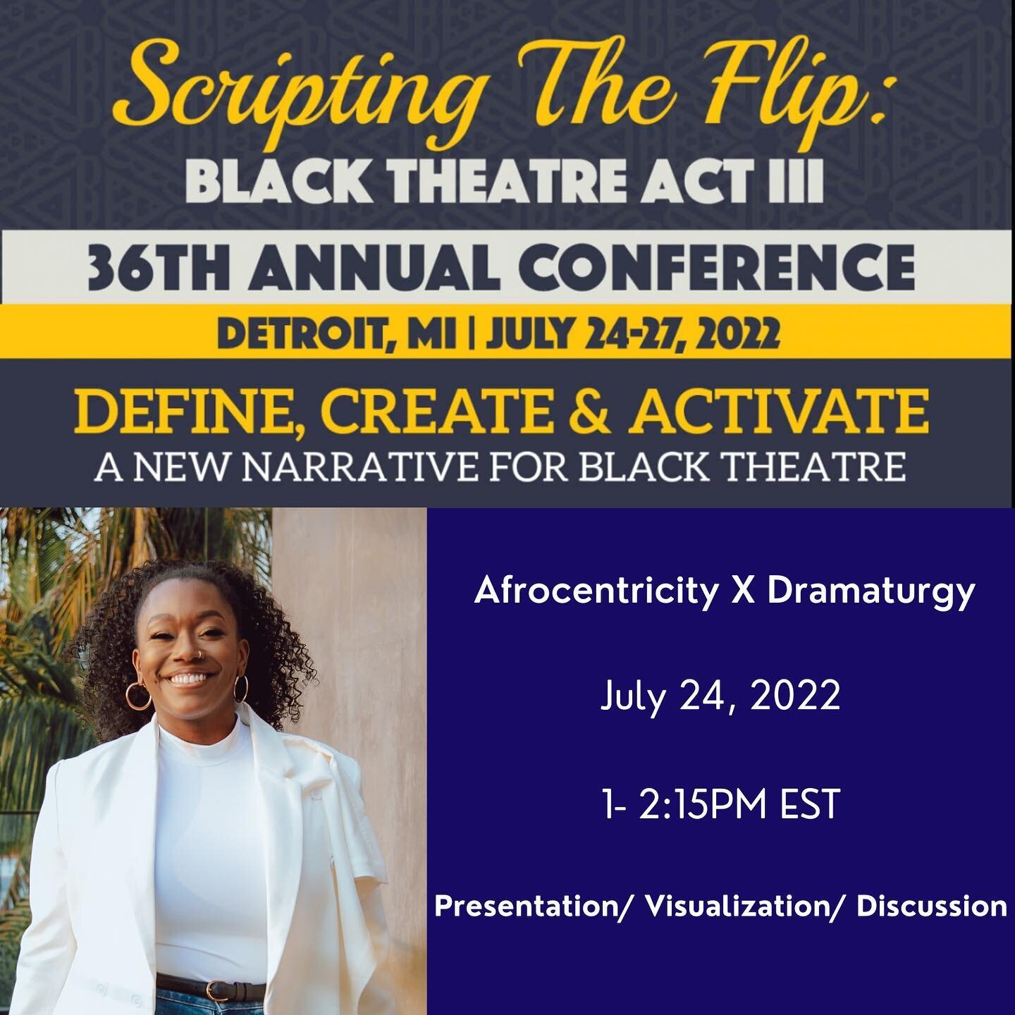 Our founder @ljrising is headed to Detroit!
Afrocentricity X Dramaturgy is a history based, future thinking approach to the development of creative work that centers Black experience.
If you won&rsquo;t be in Detroit they&rsquo;ll be an online worksh