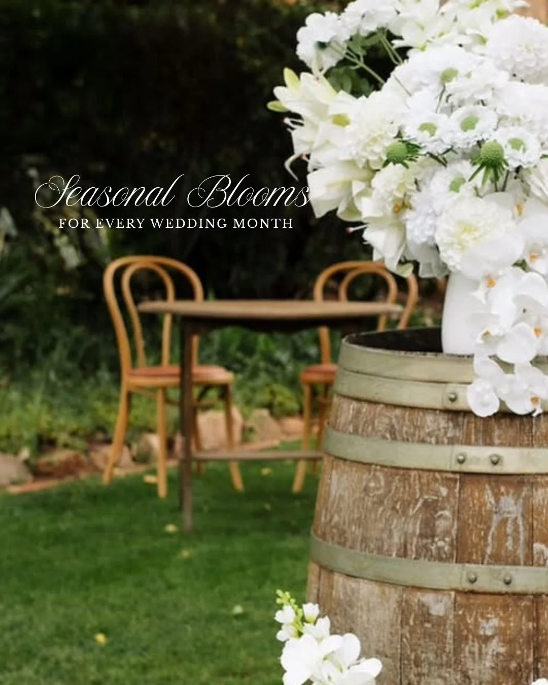 A little guide to what&rsquo;s in season, month by month; so when you sit down with your florist, you&rsquo;ll know exactly what&rsquo;s blooming around your date.

Because the most beautiful weddings tend to be the ones that lean into the season the