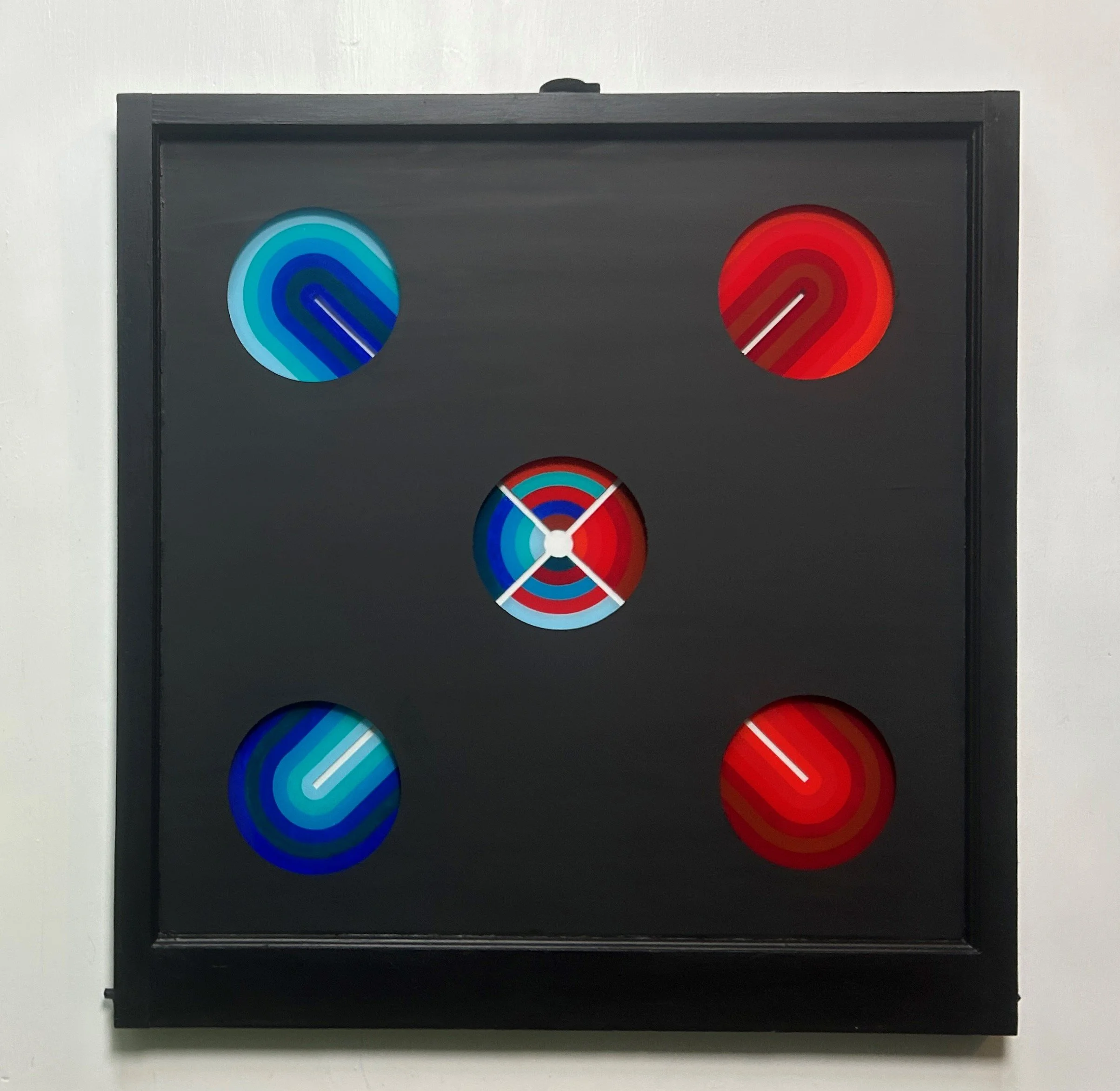 Hard Ten (2025)
   
Acrylic on reclaimed house window
(32"x32")
