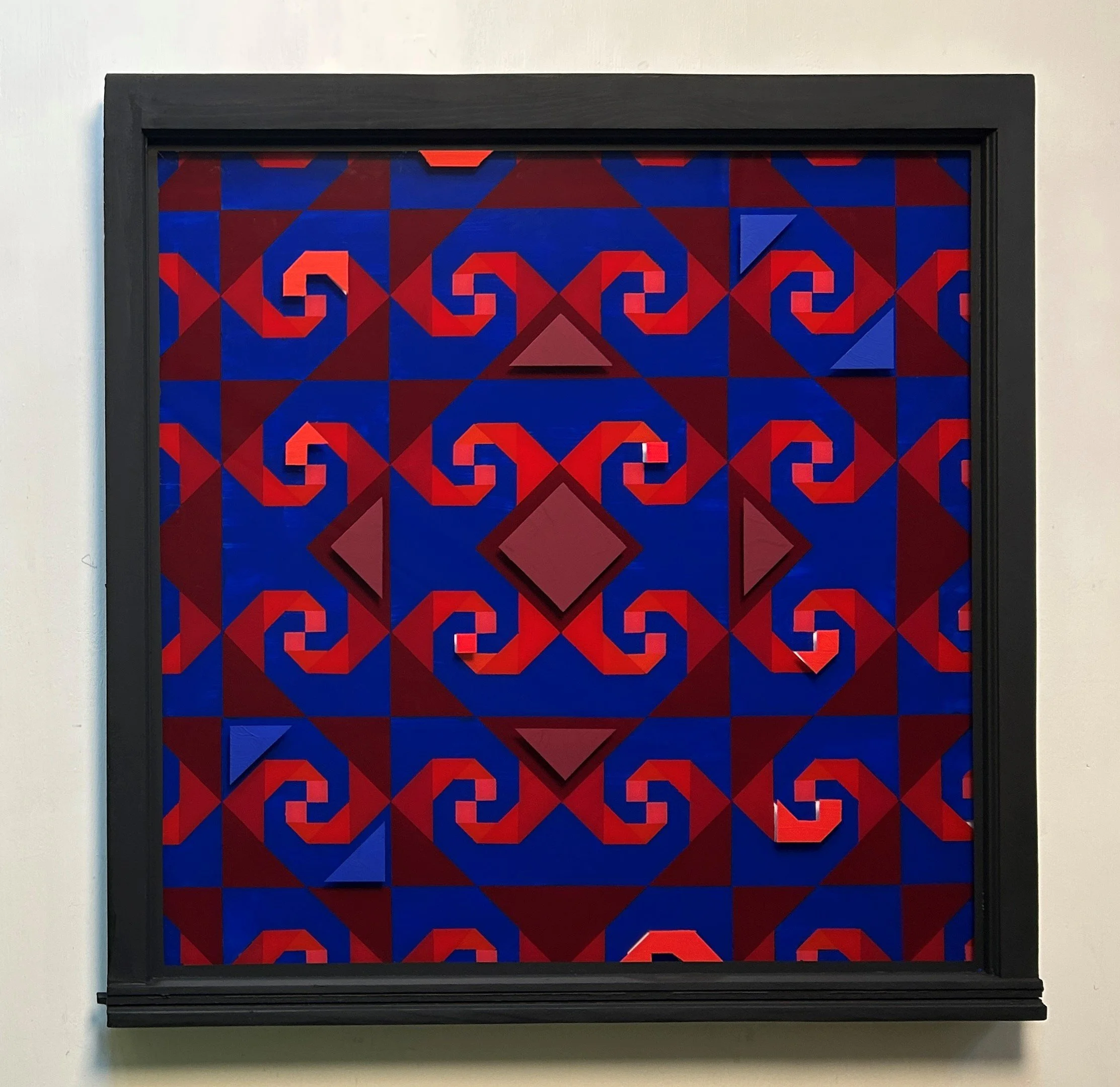 Indiana (2025)
   
Acrylic on reclaimed house window
(31" × 31") 