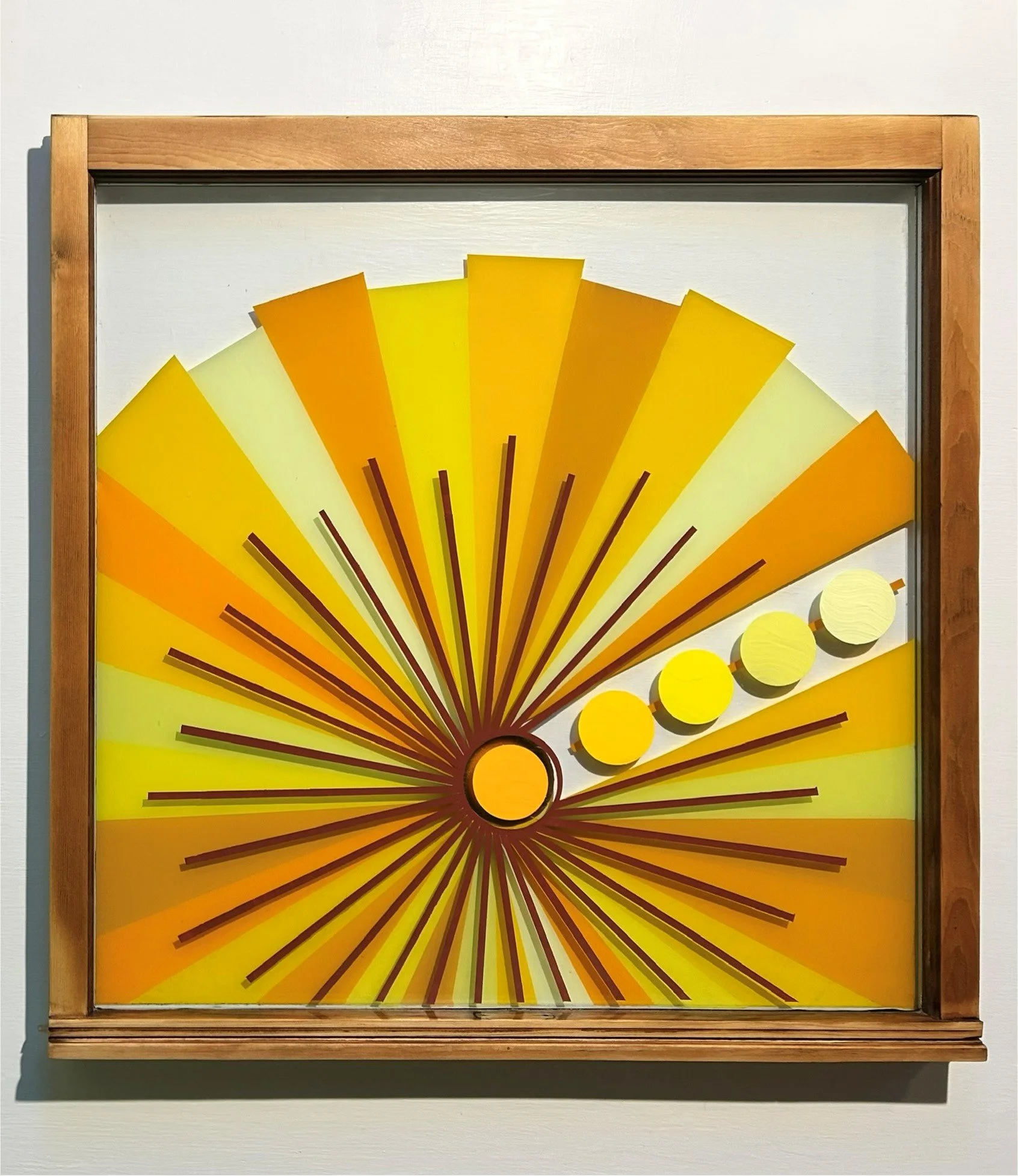 Radiant (2026)
   
Acrylic and gold leaf on reclaimed window
(31"x31")