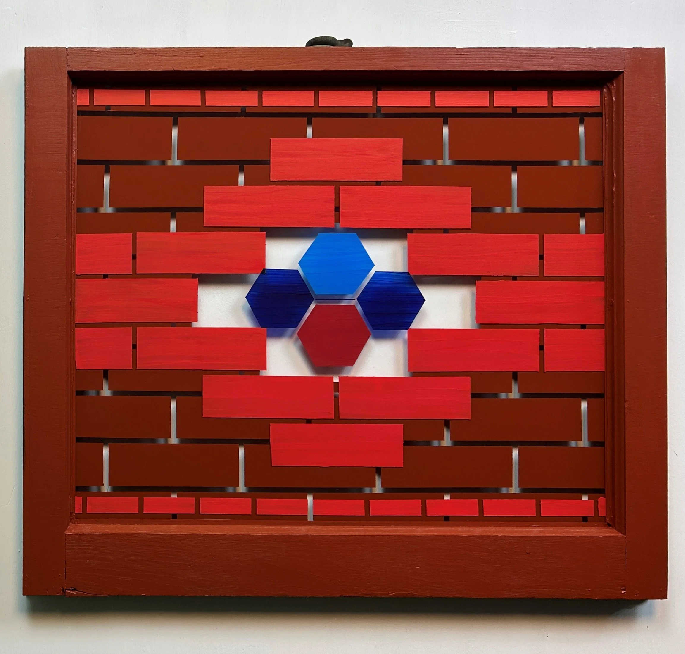Potter (2025)
   
Acrylic on reclaimed house window
(28"x24")
