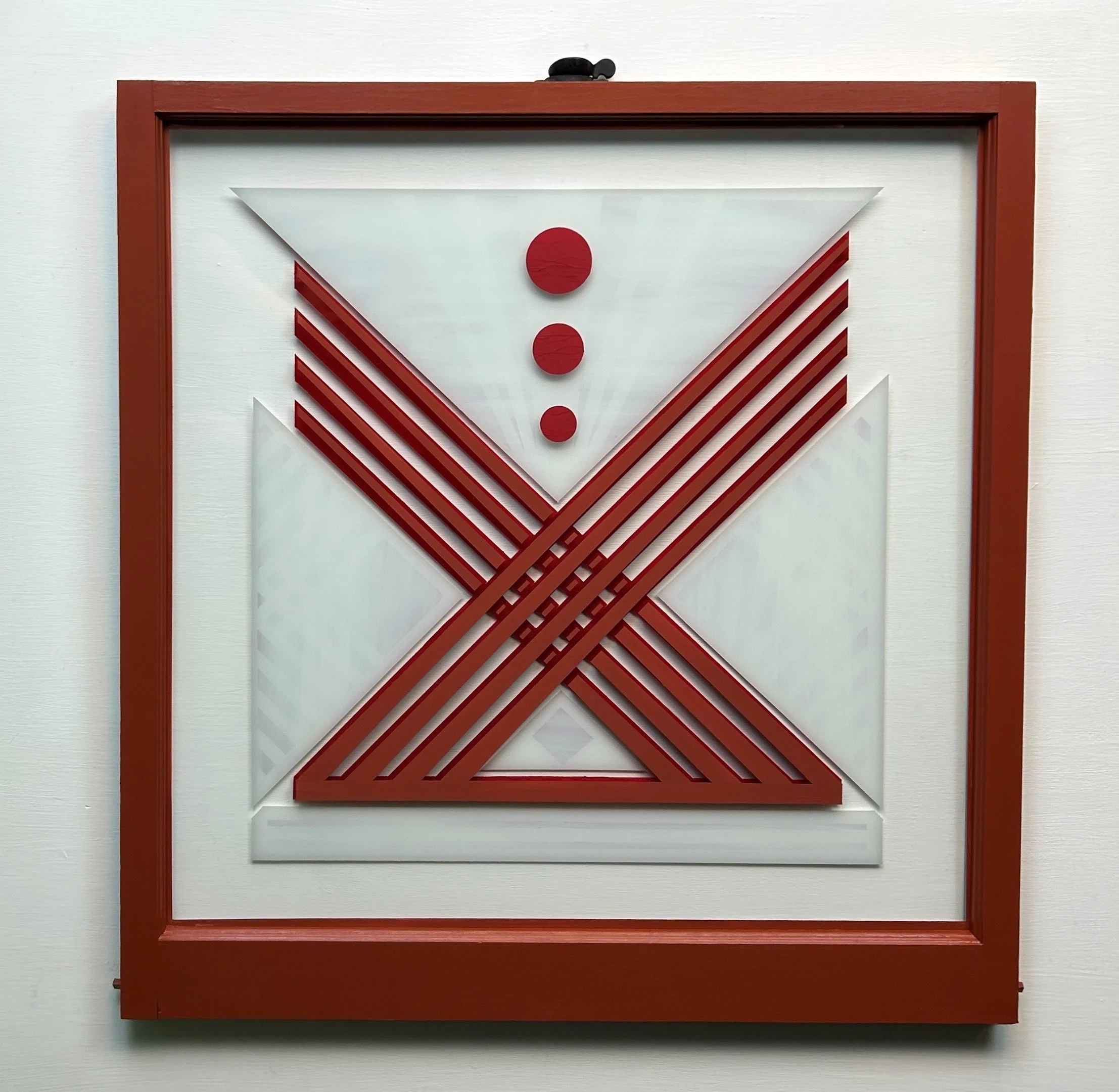Cradle (2025)
   
Acrylic and gesso on reclaimed house window
(28"x28")
