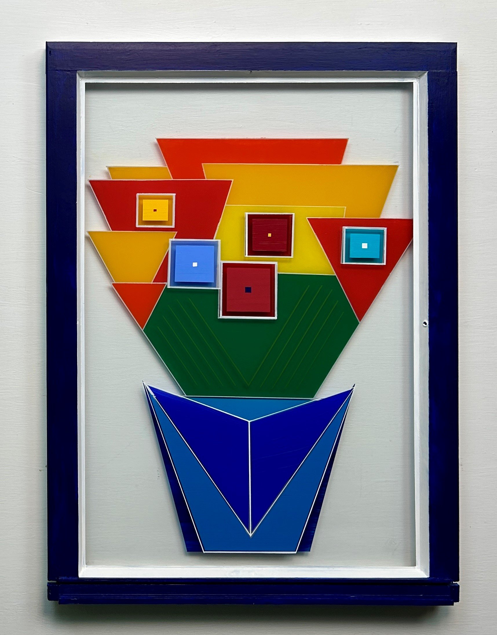 Tussie-Mussie for Spring (2025)
   
Acrylic on reclaimed house window
(20"x27")
