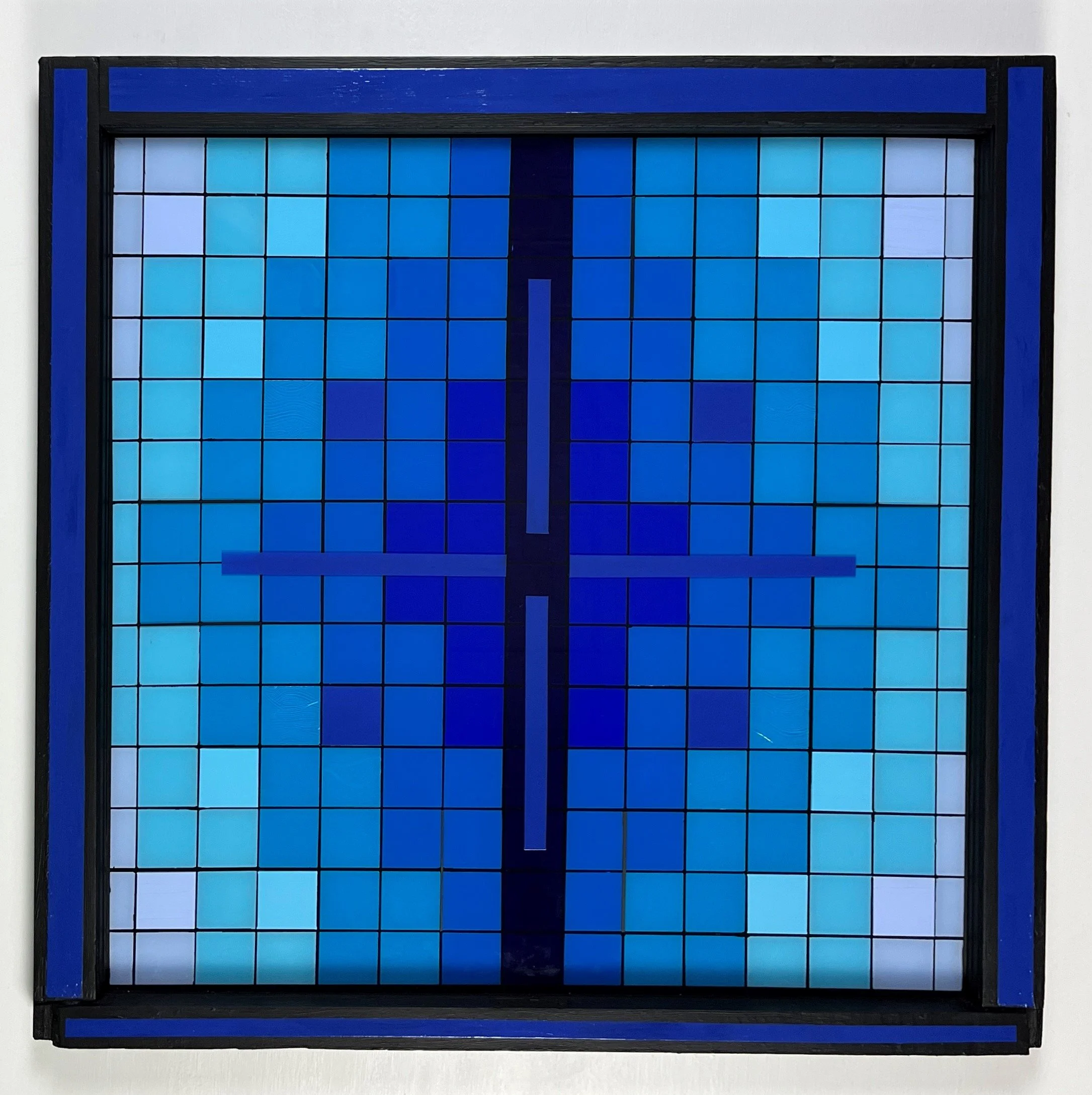 Ming (2023)
   
Acrylic on reclaimed house window
(32" × 31") 