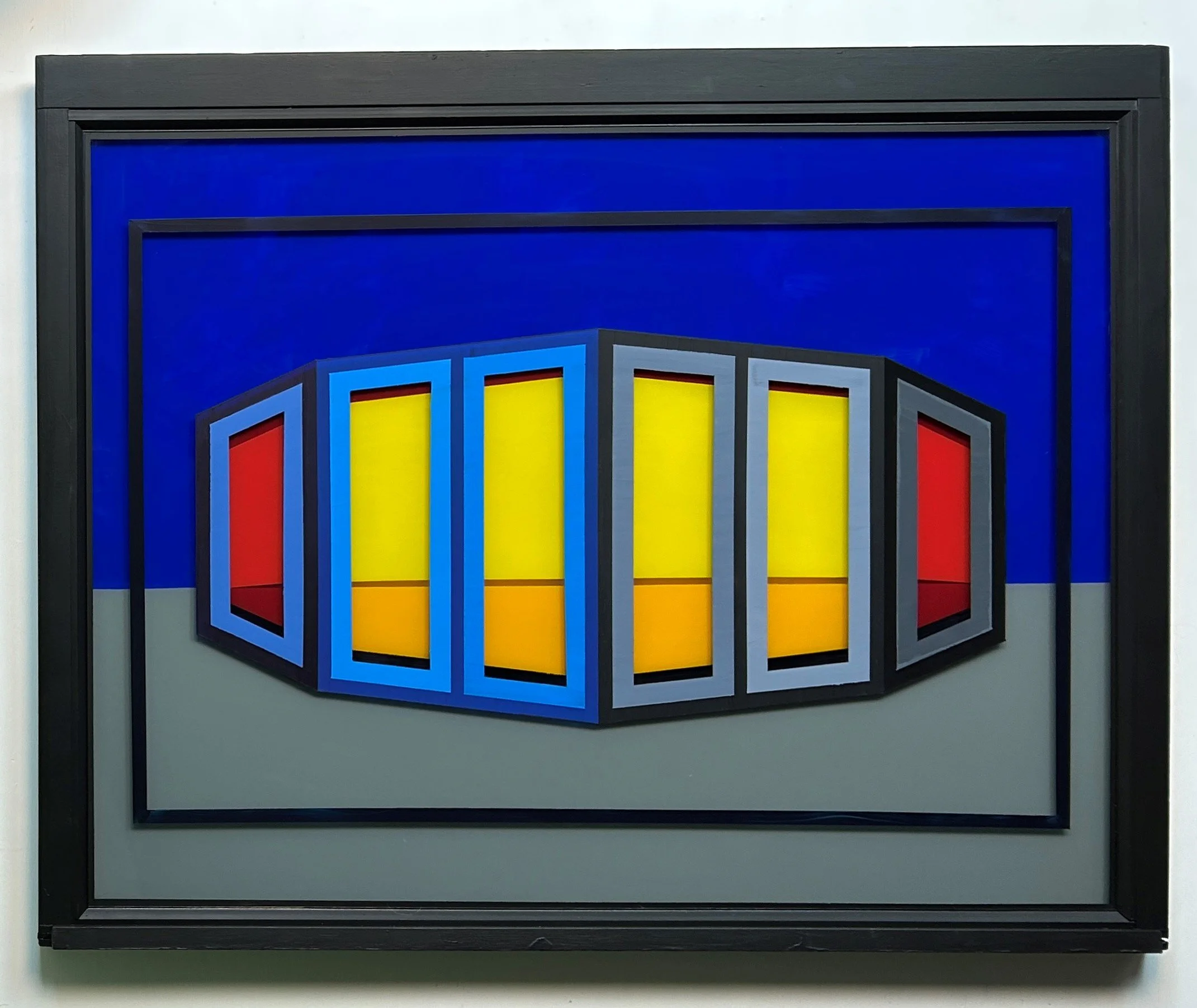 Nook (2025)
   
Acrylic on reclaimed house window
(40"x32")
