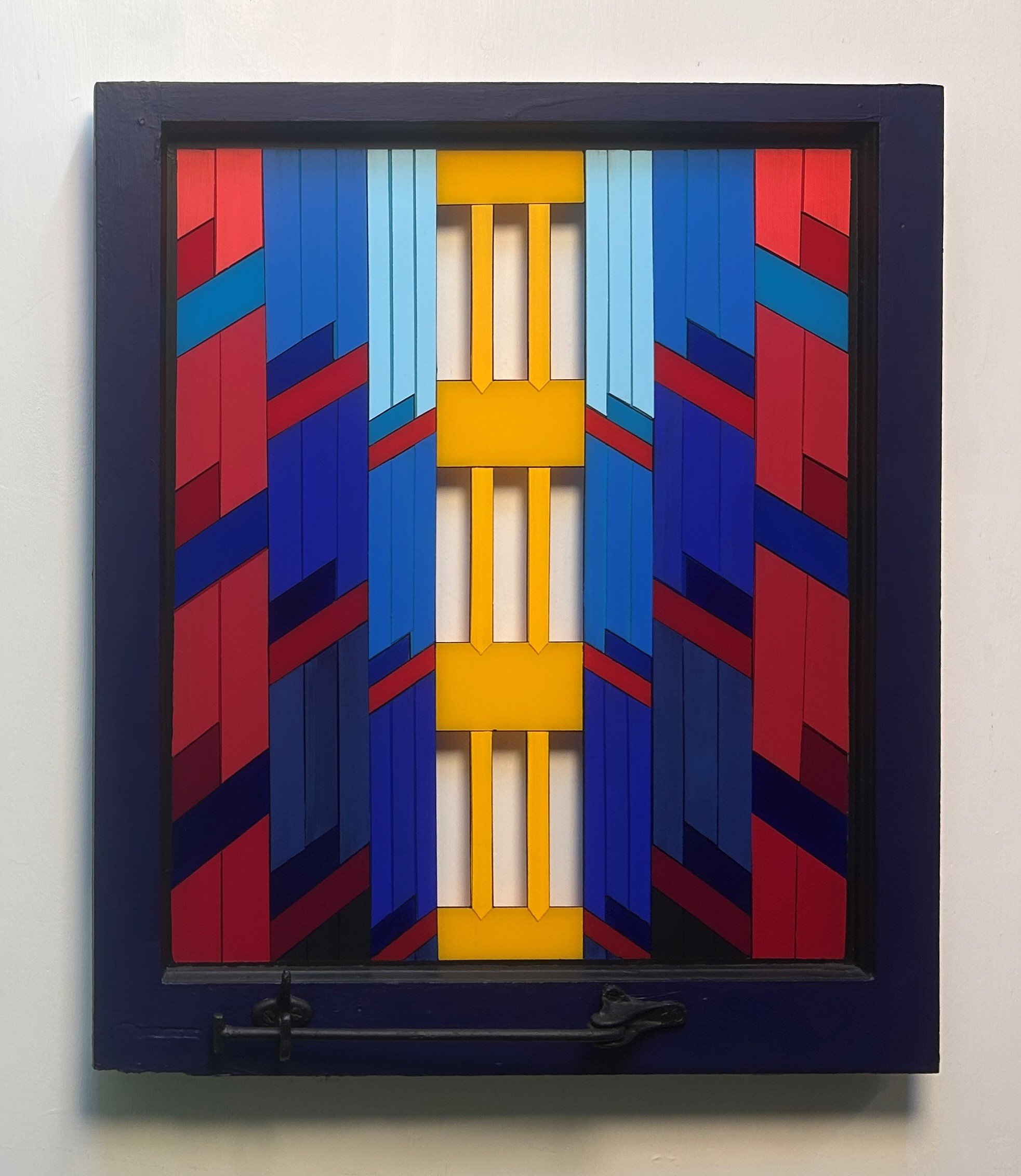 Dyed (2023)
   
Acrylic on reclaimed house window
(26" × 28") 