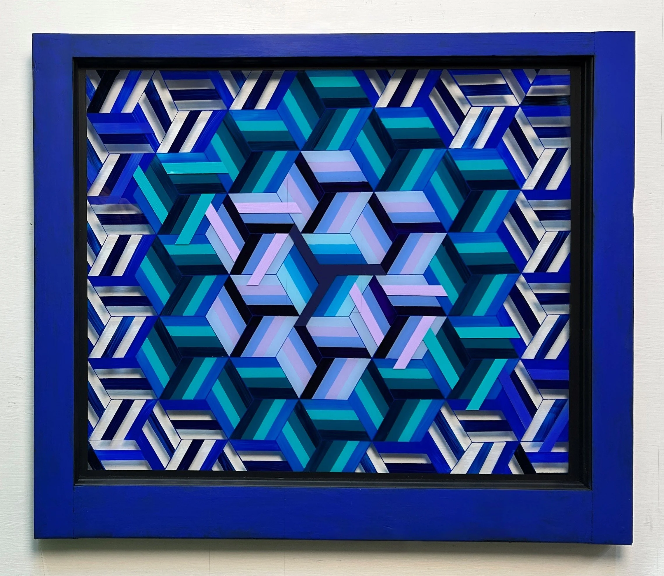Collide (2026)
   
Acrylic on reclaimed house window
(24" × 28") 
