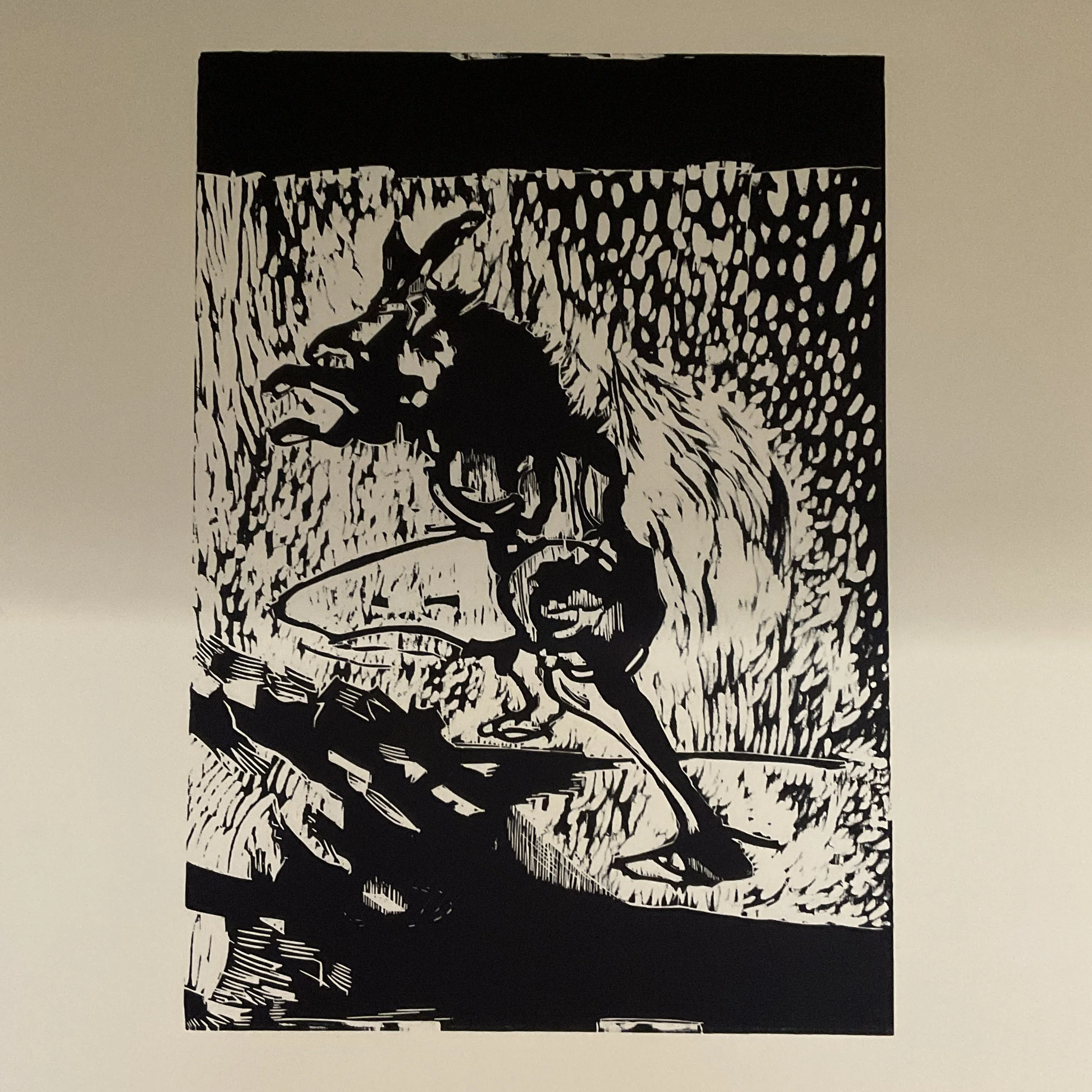 Sans titre, 2025, gravure sur bois, 40x50 cm