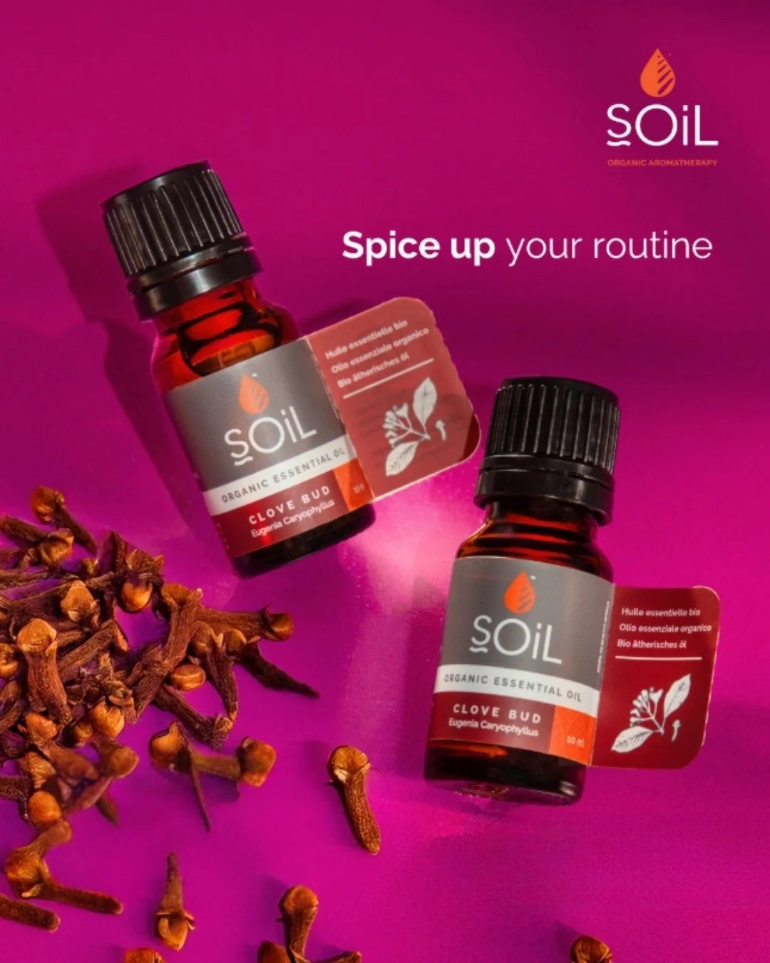 Clove Bud essential oil isn&rsquo;t just for your spice rack.

Its warming, sweet‑spicy aroma is reminiscent of festive baking . Clove Bud has been used in natural oral care and home fragrances. Blend with citrus oils for a cosy diffuser recipe!

#so