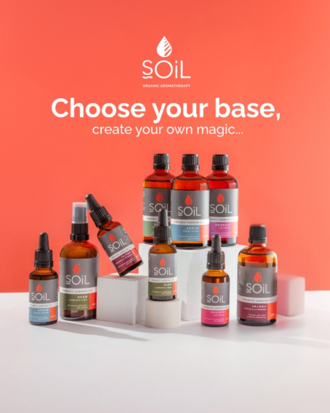From silky jojoba to nutrient‑rich rosehip and neem, our carrier oils are the unsung heroes of your blends.

Each oil nourishes skin and hair while delivering your favourite essential oils. Pick the texture and scent that suits your ritual.

#soilorg