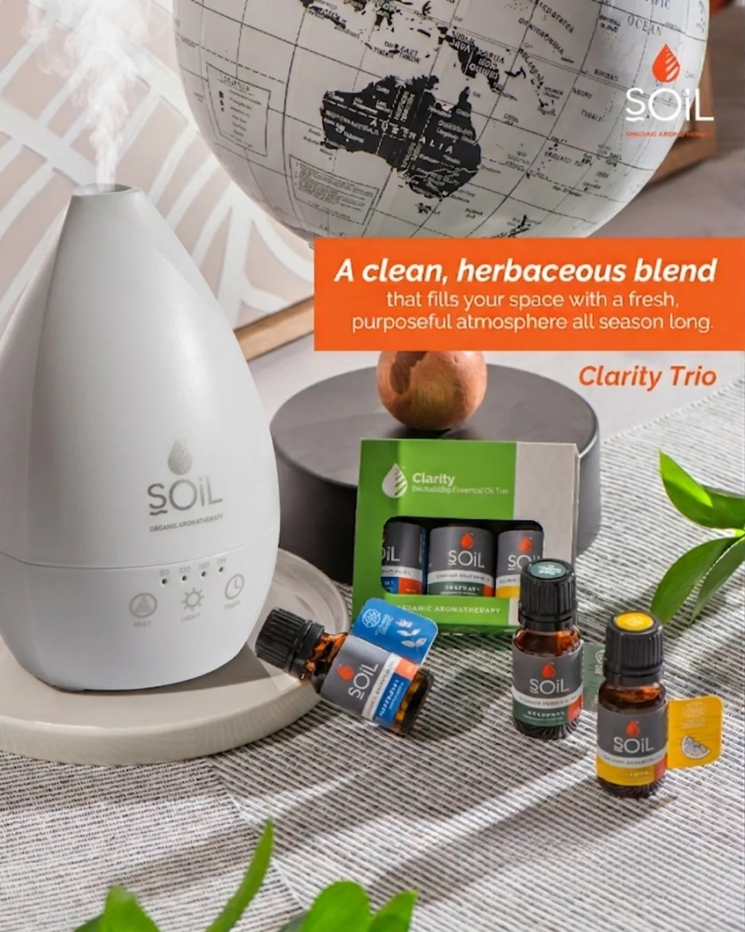 Your home deserves to smell like it is ready for anything.

The SOiL Clarity Trio. A clean, herbaceous blend that fills your space with a fresh, purposeful atmosphere all year long.

#aromatherapy #naturalremedy #organic #organicessentialoils #essent