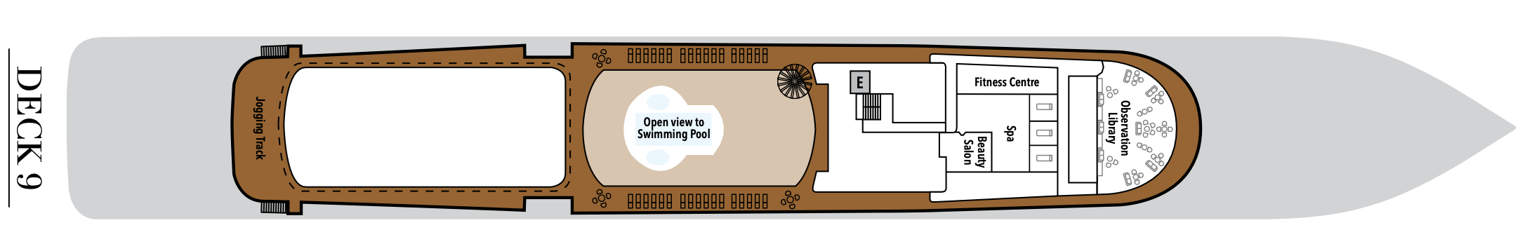   [第九層]   觀景圖書室｜健身房｜SPA｜沙龍區｜戶外游泳池｜慢跑步道 