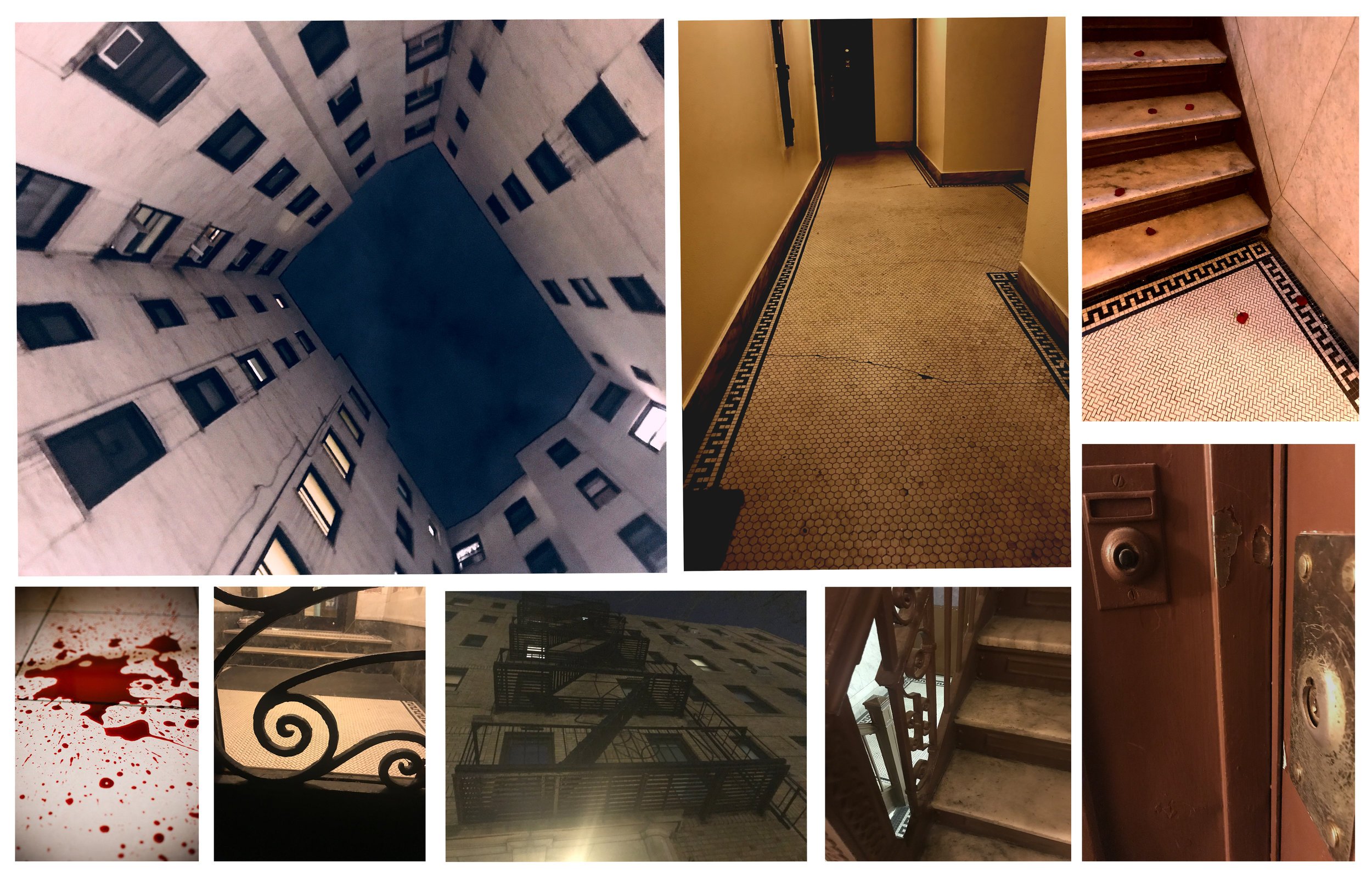 White folllows her going up the staircase leading to her apartment