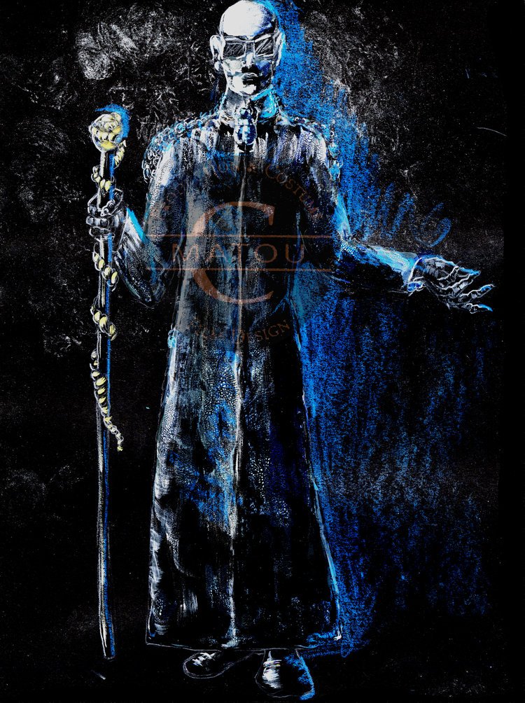 We finally see Mr. Black the leader of an army of mystery men: The Strangers. they all move in a could of some sort of powder that keeps them dry.