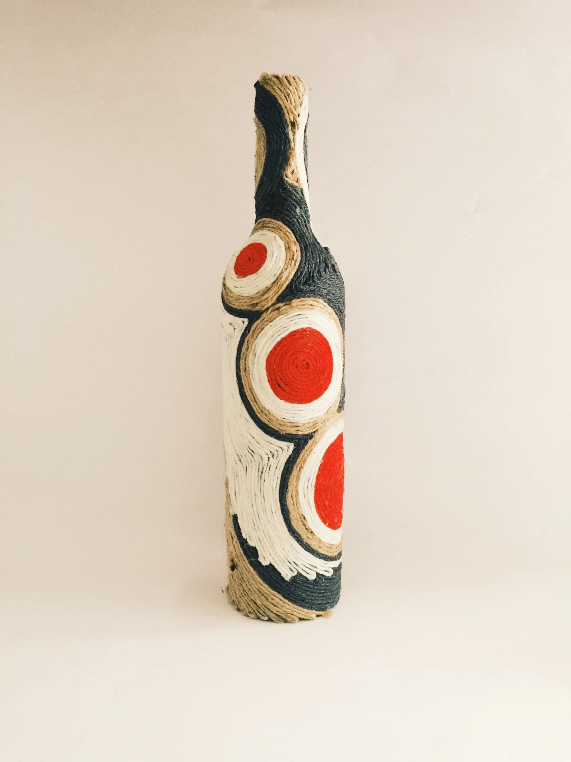 SOLD Red Grey White Wrapped Bottle