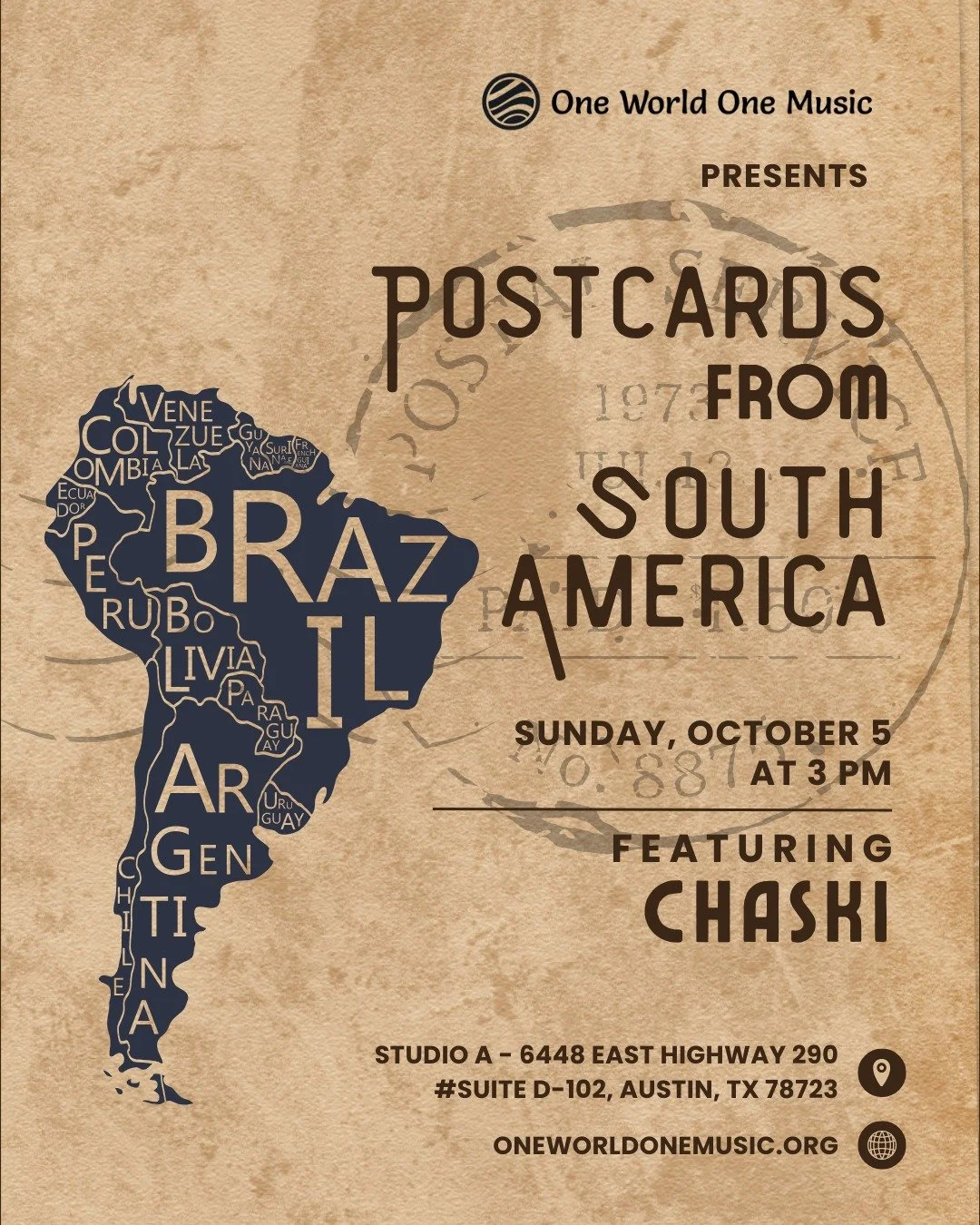 One World, One Music presents Chaski in Postcards from South America
