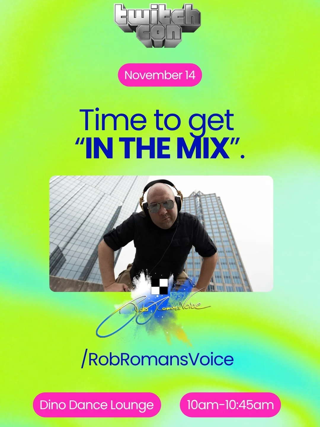 THE PARTY STARTS EARLY SATURDAY OF @twitchcon SAN DIEGO!

The busiest day of convention and I&rsquo;m getting you &ldquo;IN THE MIX&rdquo; at the Dino Dance Lounge! Nov 14th @ 10am PT.

Let&rsquo;s show @twitch how much we like to party! 😎

#twitchc