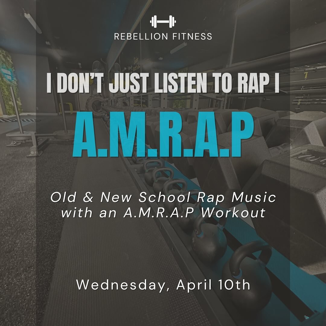 🎤 Get ready to drop the mic and sweat it out🎶 

Join us this Wednesday, 4/10, for an AMRAP session filled with the hottest rap tracks - from new school beats to old school classics! 🎧 

Strap on your jumpsuits and come represent, It&rsquo;s going 