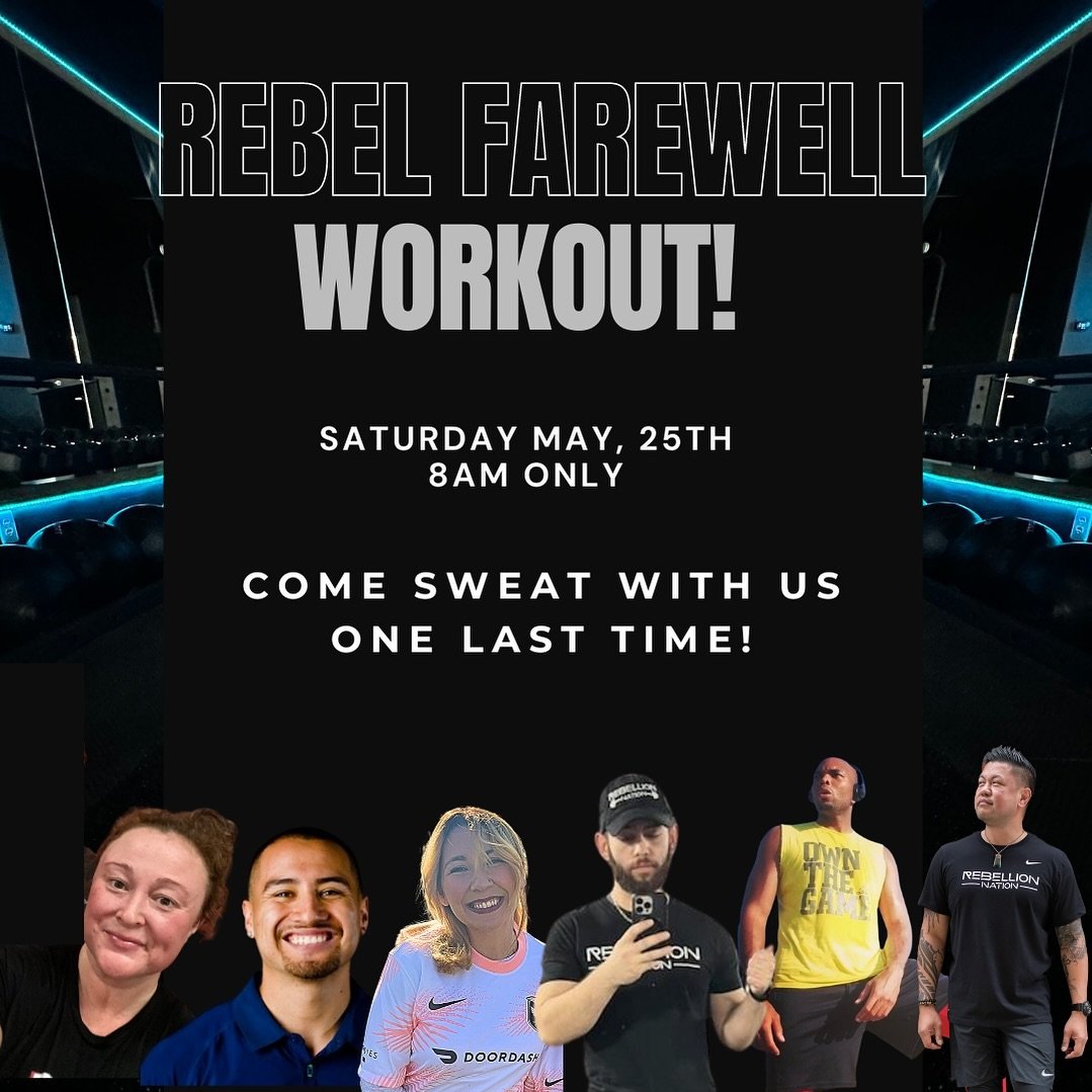 JOIN US ON SATURDAY, MAY 25th AT 8AM FOR OUR FAREWELL WORKOUT WITH AAALLLL OF OUR BADASS TRAINERS!! YOU DON&rsquo;T WANT TO MISS IT! 

Come workout and shed some sweat and tears with us as we say goodbye to our beloved home for the past 3 years. 

AL