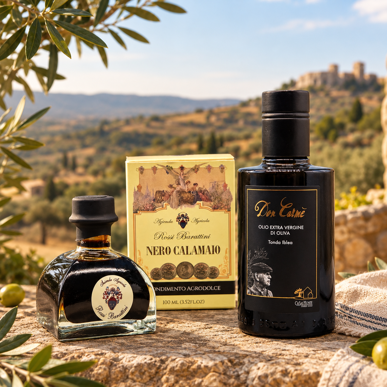 Olivenöl & Balsamico Set „Tonda & Condimento Nero Calamaio