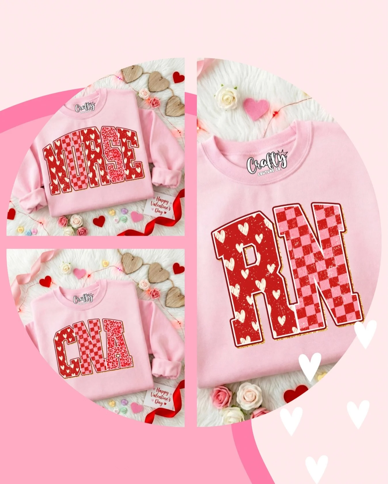 💕 VALENTINE&rsquo;S NURSE CREWS ARE HERE! 💕
Because nurses deserve ALL the love 🩷👩&zwj;⚕️

These are made-to-order, so if you want yours in time for Valentine&rsquo;s Day, order ASAP! ⏰✨

📌 Important Shop Update:
I will be away February 1&ndash;