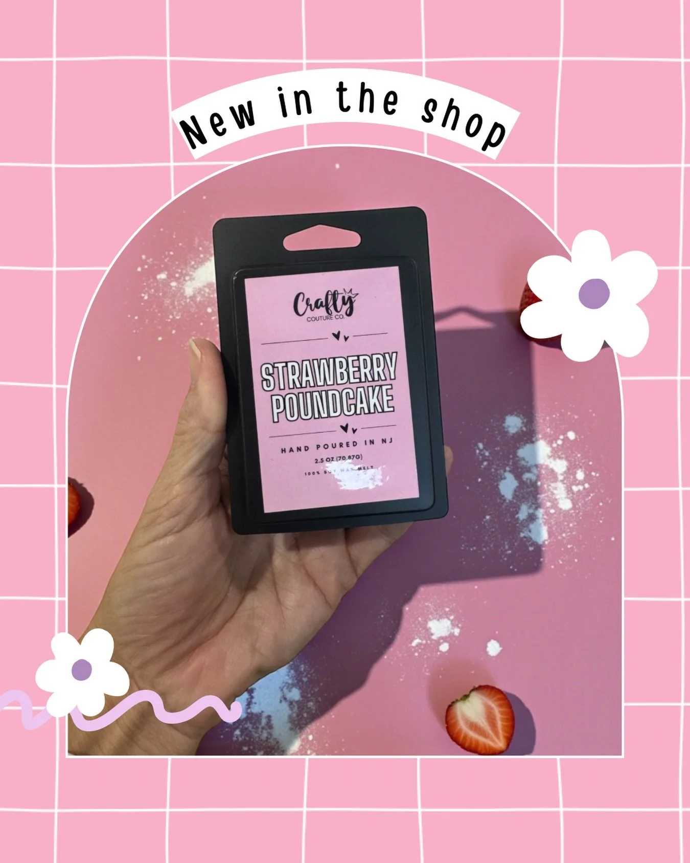 She&rsquo;s here and she&rsquo;s SO sweet 🍓✨

Our Strawberry Poundcake wax melts are officially new in the shop and smell like fresh strawberries, fluffy cake, and cozy happiness all wrapped into one.

✨ Hand-poured in NJ
✨ 100% soy wax
✨ Small batc