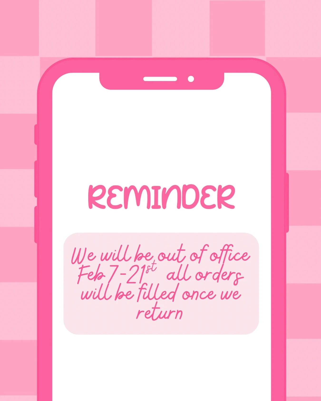 Just a heads up, friends! 🤍
I&rsquo;ll be on vacation February 7&ndash;21 soaking up some much-needed rest ✨

🛍️ Orders placed during this time will be processed once I return
📦 Processing will resume in the order received starting February 22

Th