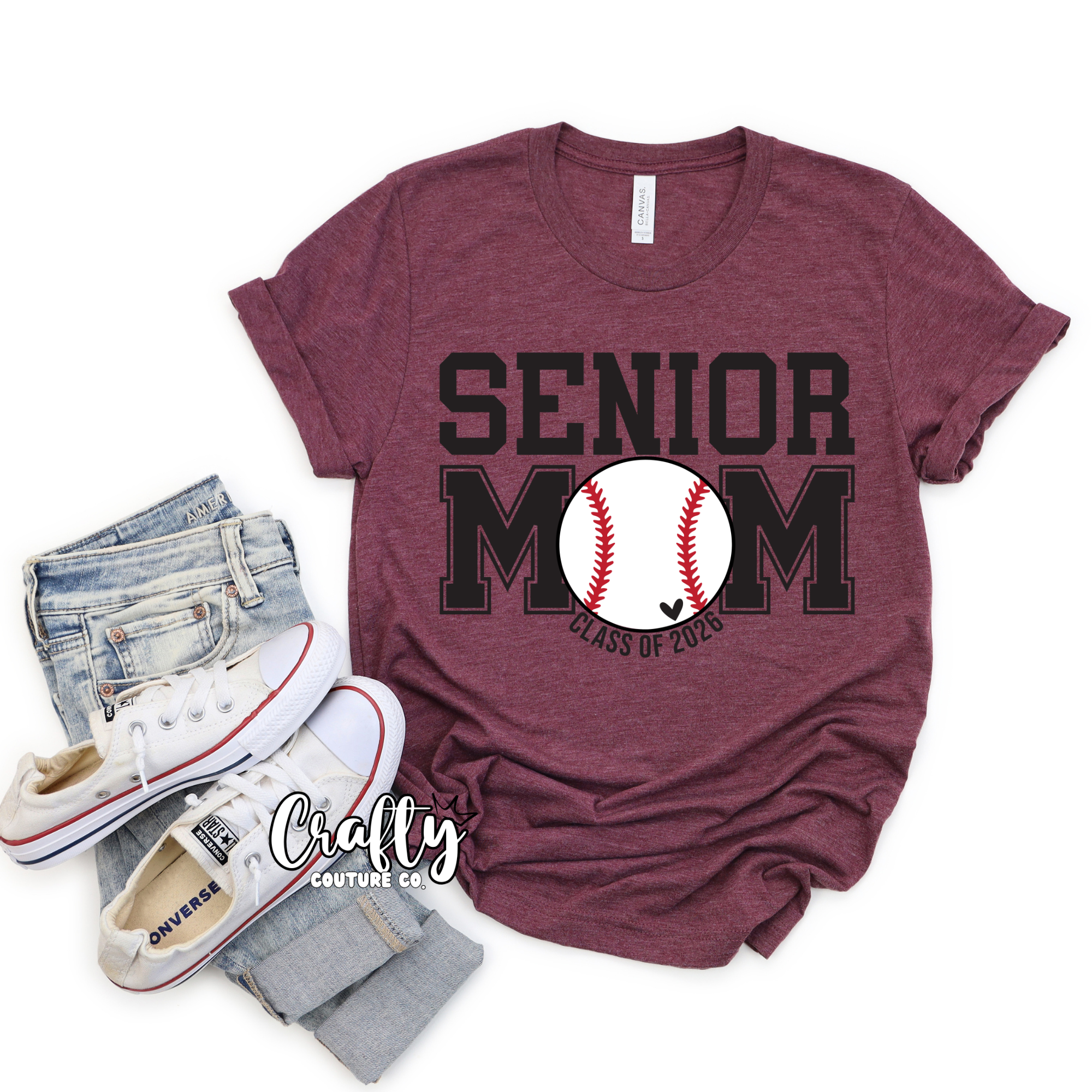 Senior Mom – Class of 2026 Baseball Design | T-Shirt or Crew