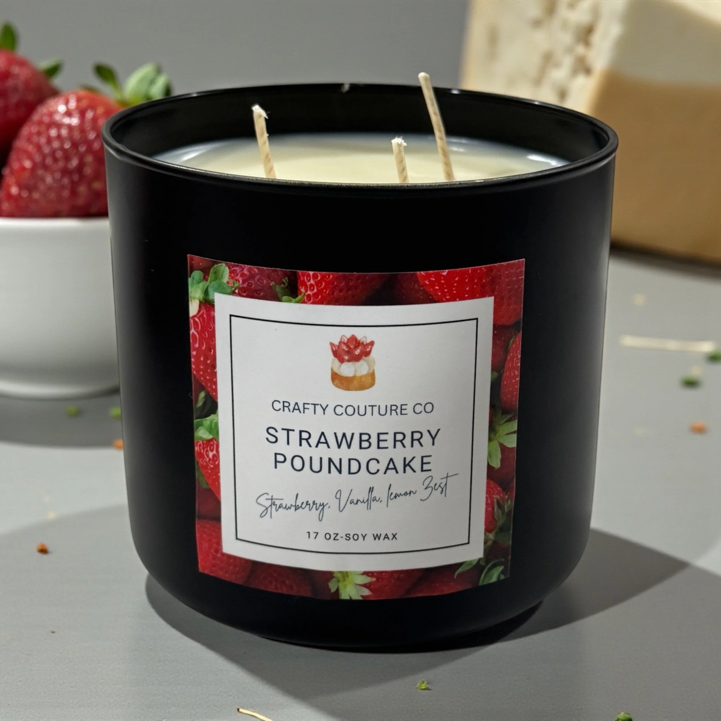 STRAWBERRY POUNDCAKE 3 WICK CANDLE