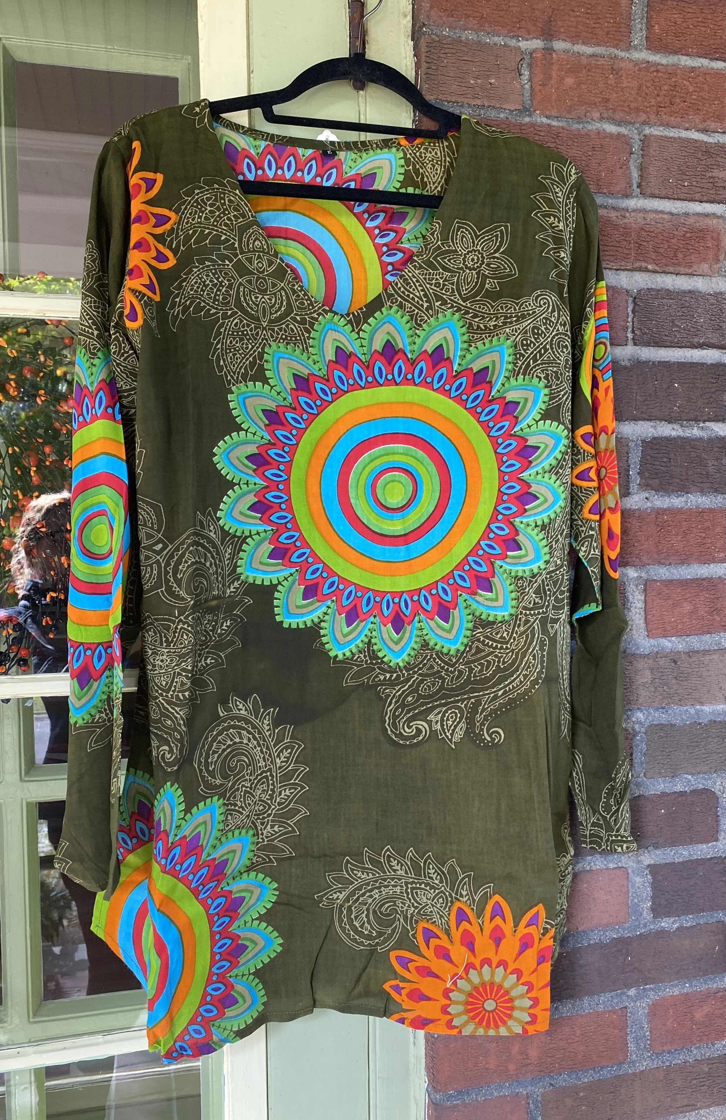 Women's Tunic Colorful Floral Green Large