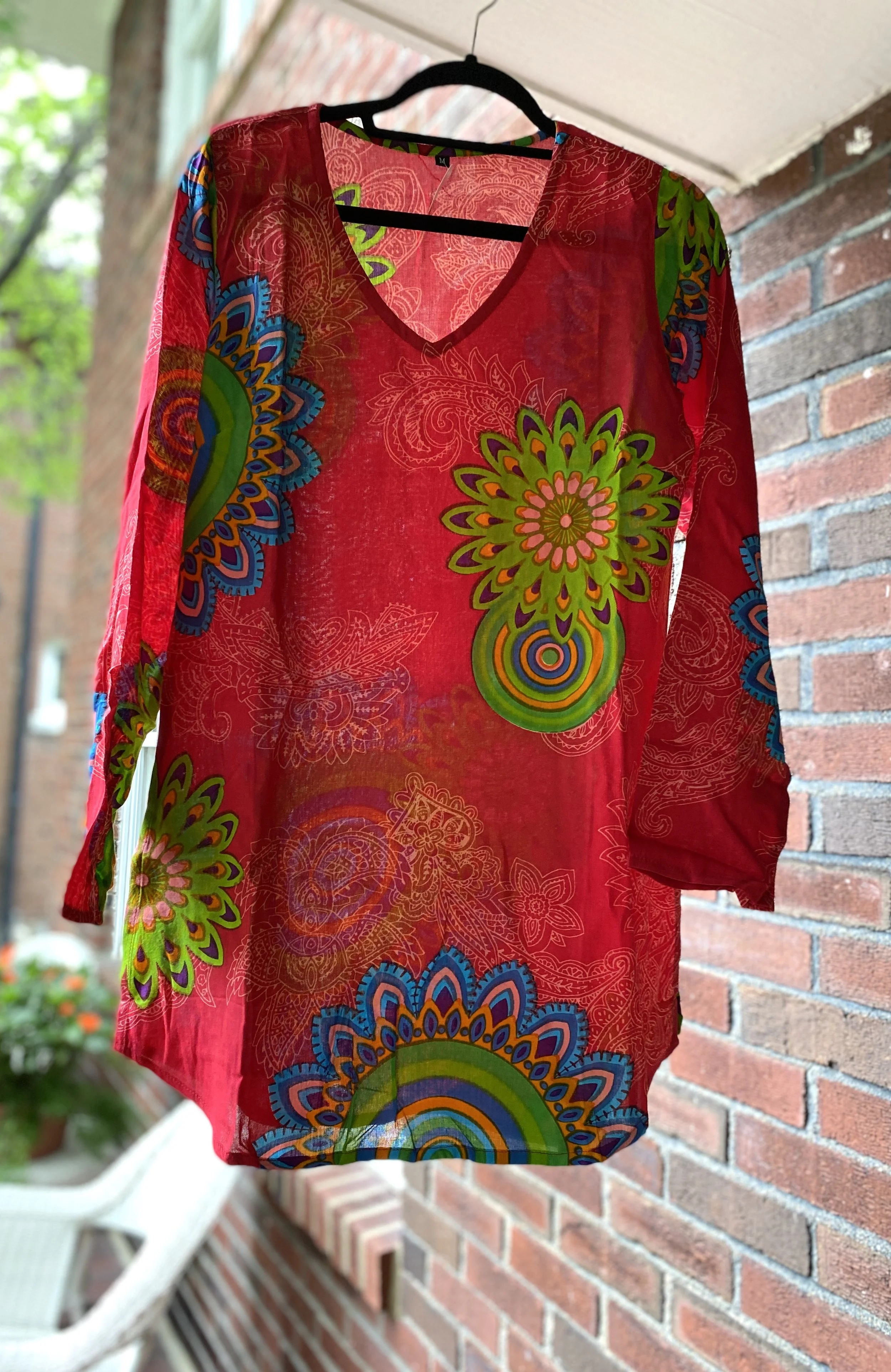 Women's Tunic Colorful Floral Red Large